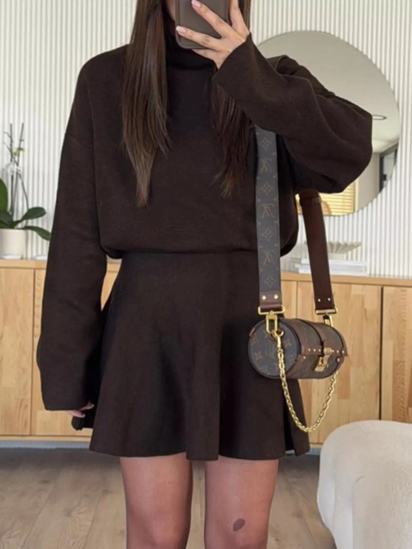 ROUND NECK LONGSLEEVE MINISWEATER DRESS