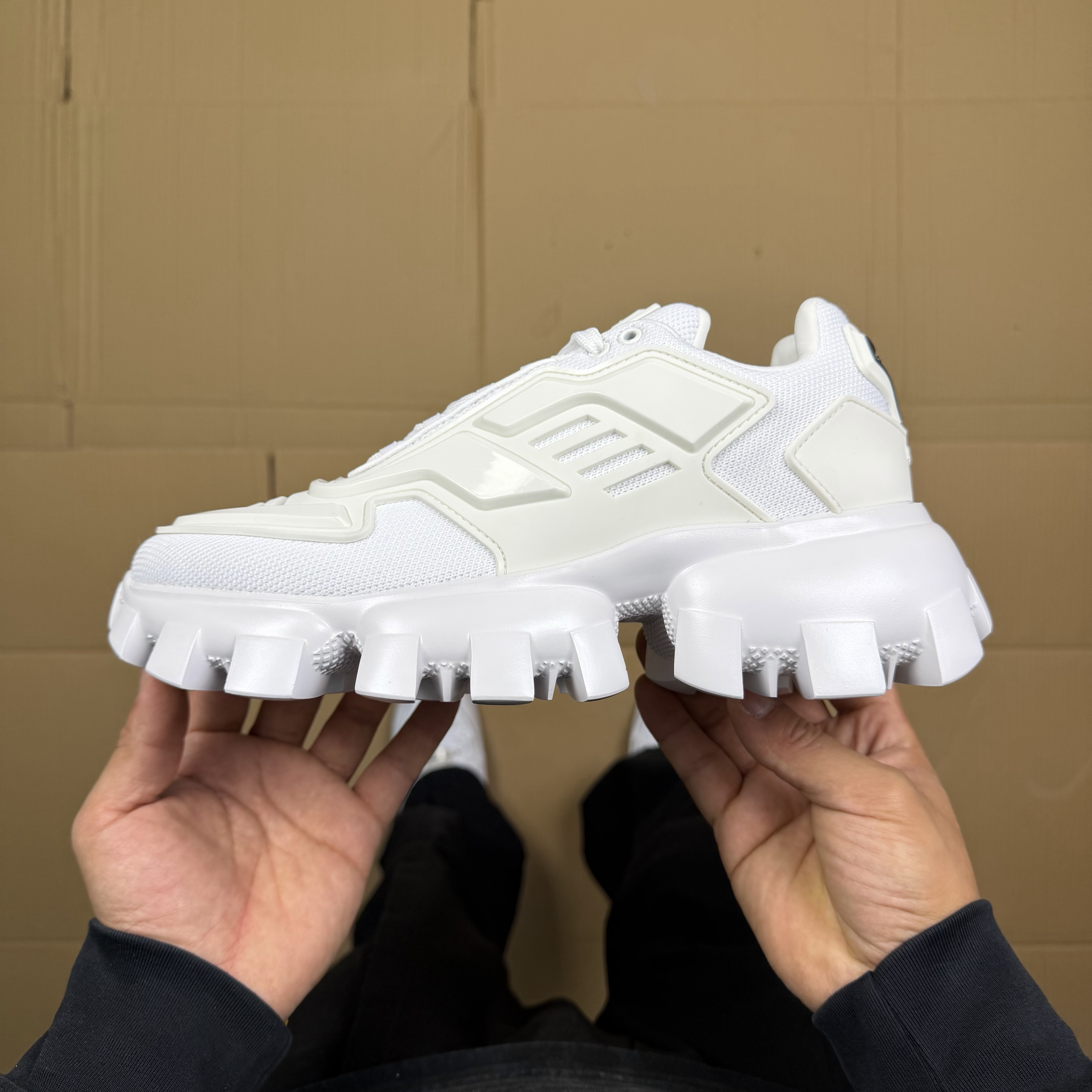 Prada Cloudbust Thunder Knit White Men's Sneakers