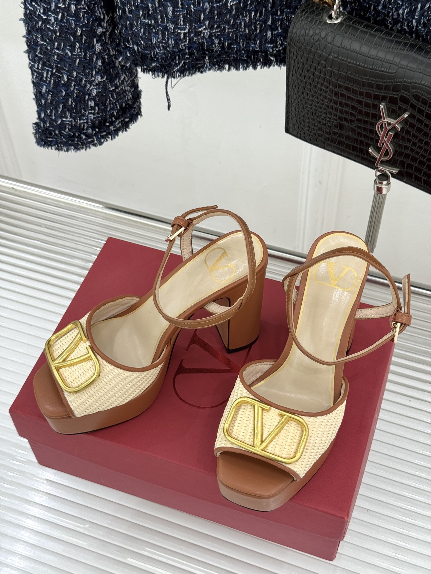 [TOP] VALENTINO High Heel Sandals - Brown - 711 Luxury