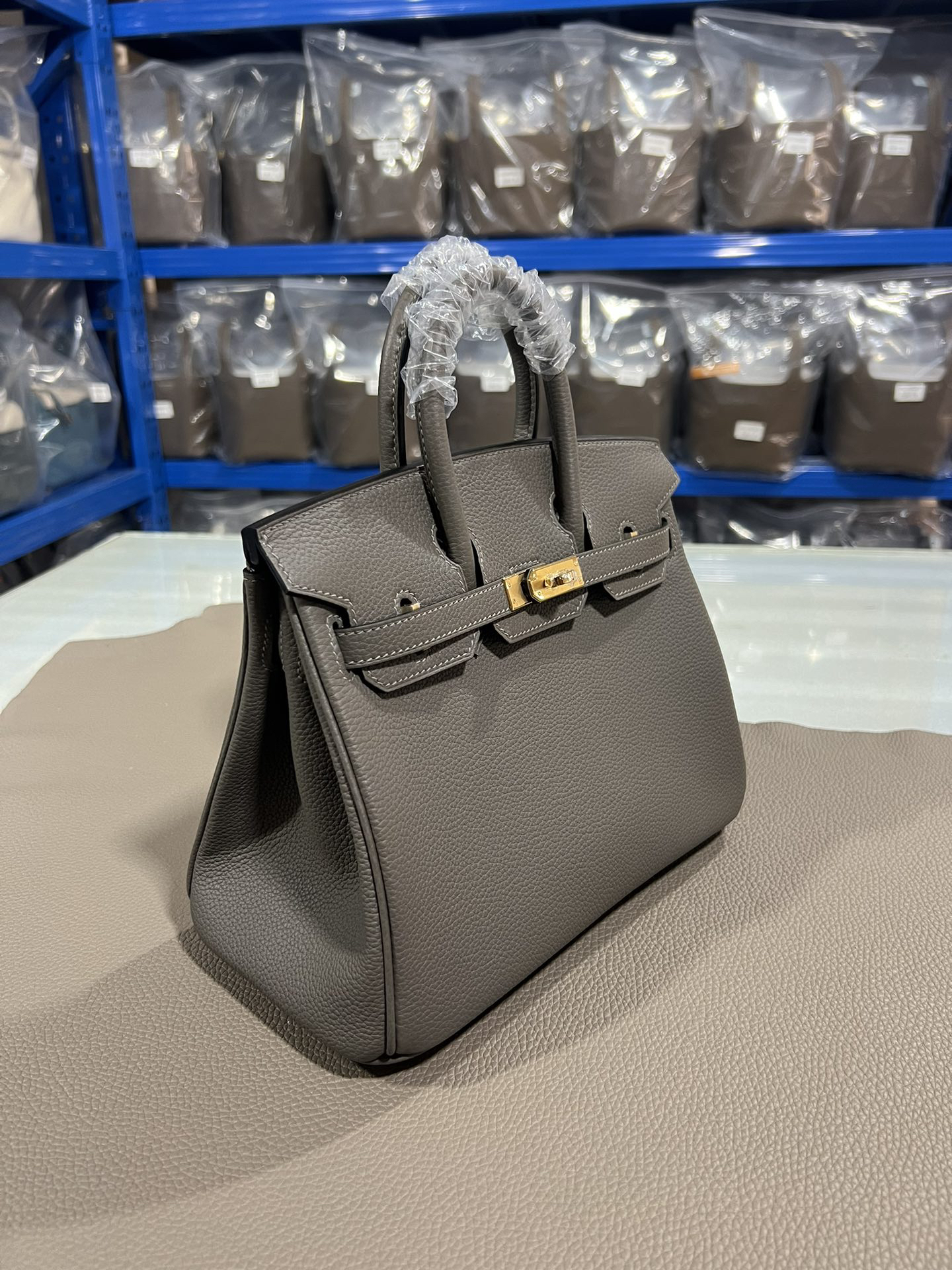[TOP] HERMES Birkin Togo Leather 25cm - Etain & GHW