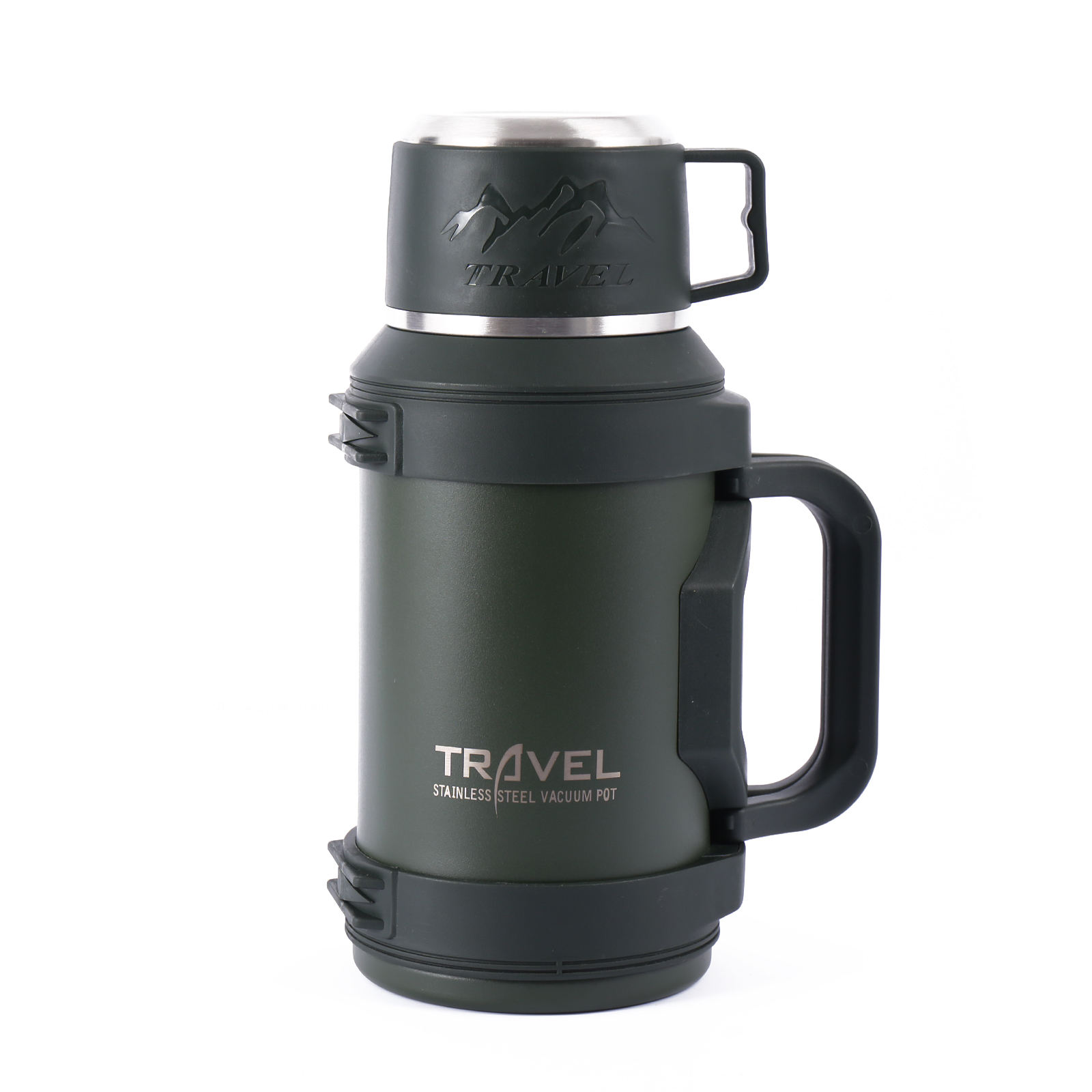 Green 1700ml Stainless Steel Thermos for Camping & Travel