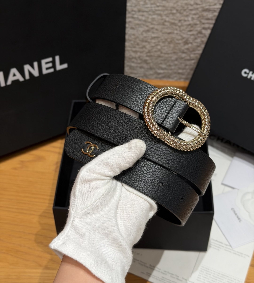 [TOP] CHANEL Cowhide Belt 3 cm - Black - 711 Luxury