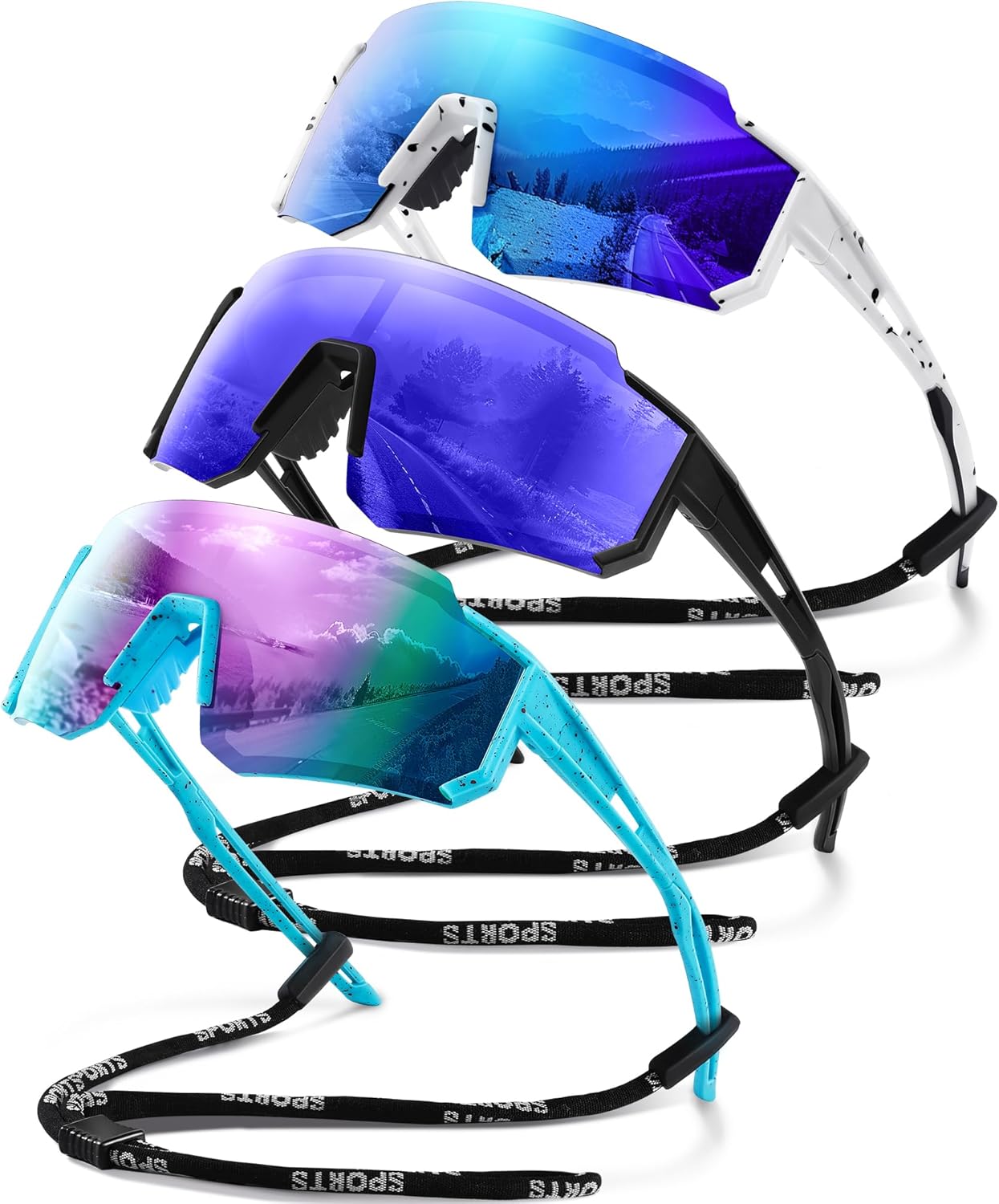 gesruny Polarized Sport Sunglasses for Men and Women, Lightweight TR90 Sun Glasses with UV Protection for Cycling Running