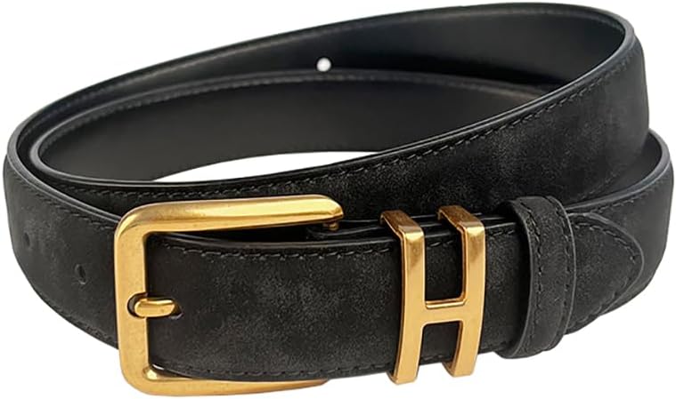 Yuangu Womens Belt for Jeans Genuine Suede Leather Belt，Womens Skinny Belts for Pants Dresses