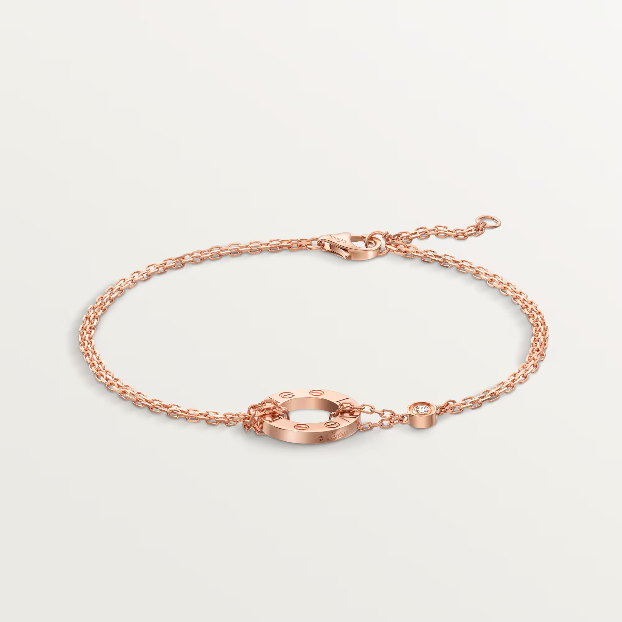 Carty Love Luna Loop Bracelet, Rose Gold, 2 Moissanite