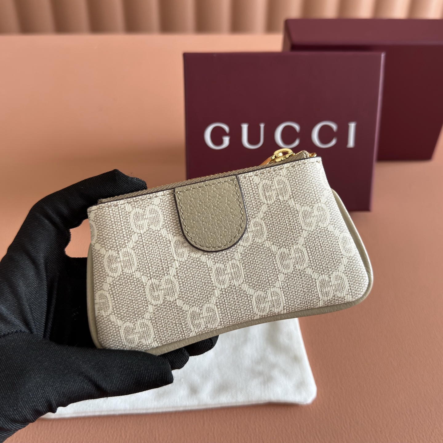 [TOP] GUCCI Coin Purse 12x7.5x1.5cm - Beige - 711 Luxury