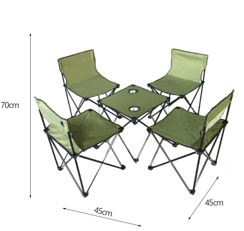 5-Piece Foldable Outdoor Camping Table and Chair Set – Portable Picnic Furniture for Travel & Road Trips