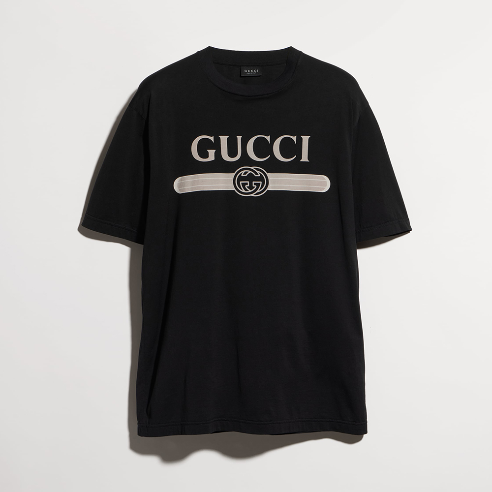Gucci black Clothing GUCCI Cotton jersey T-shirt with print in black #396570 | Nigo Office