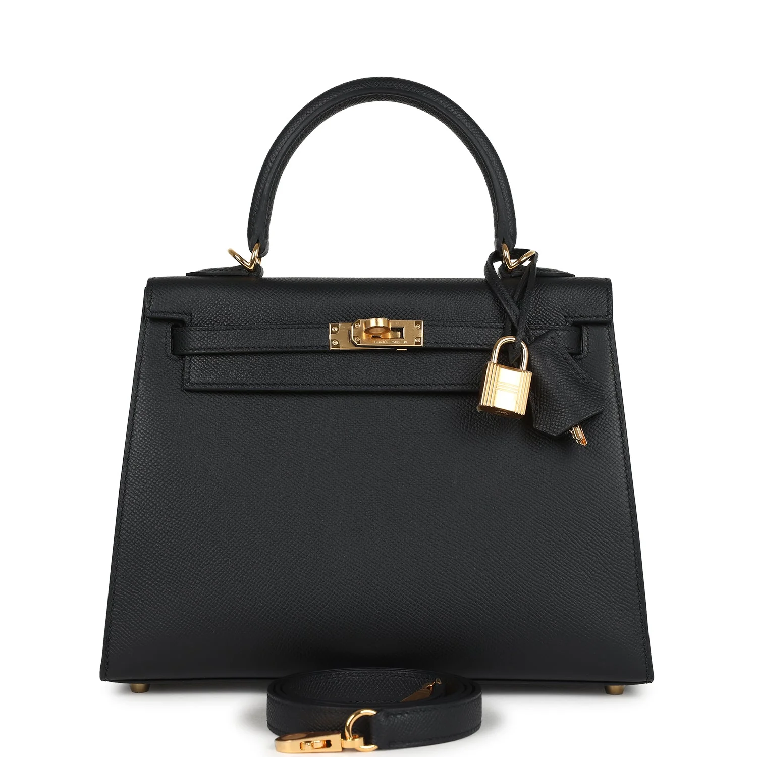 Hermes Kelly Sellier  Black Epsom Gold Hardware