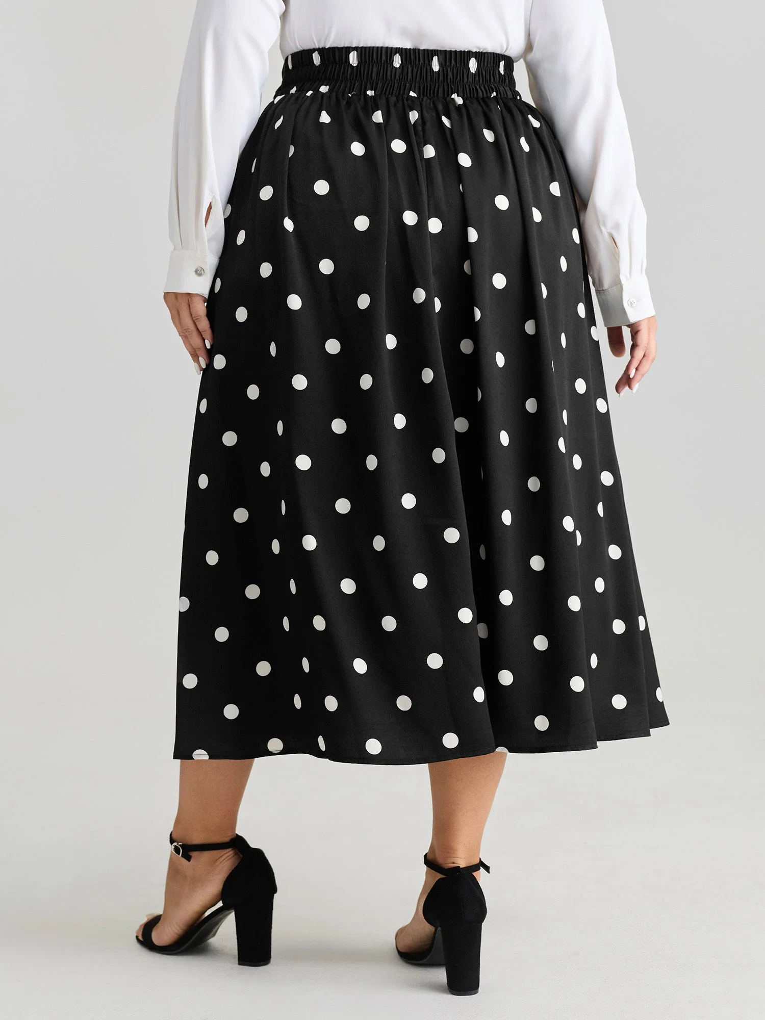 Polka Dot Charm Pleated Maxi Skirt