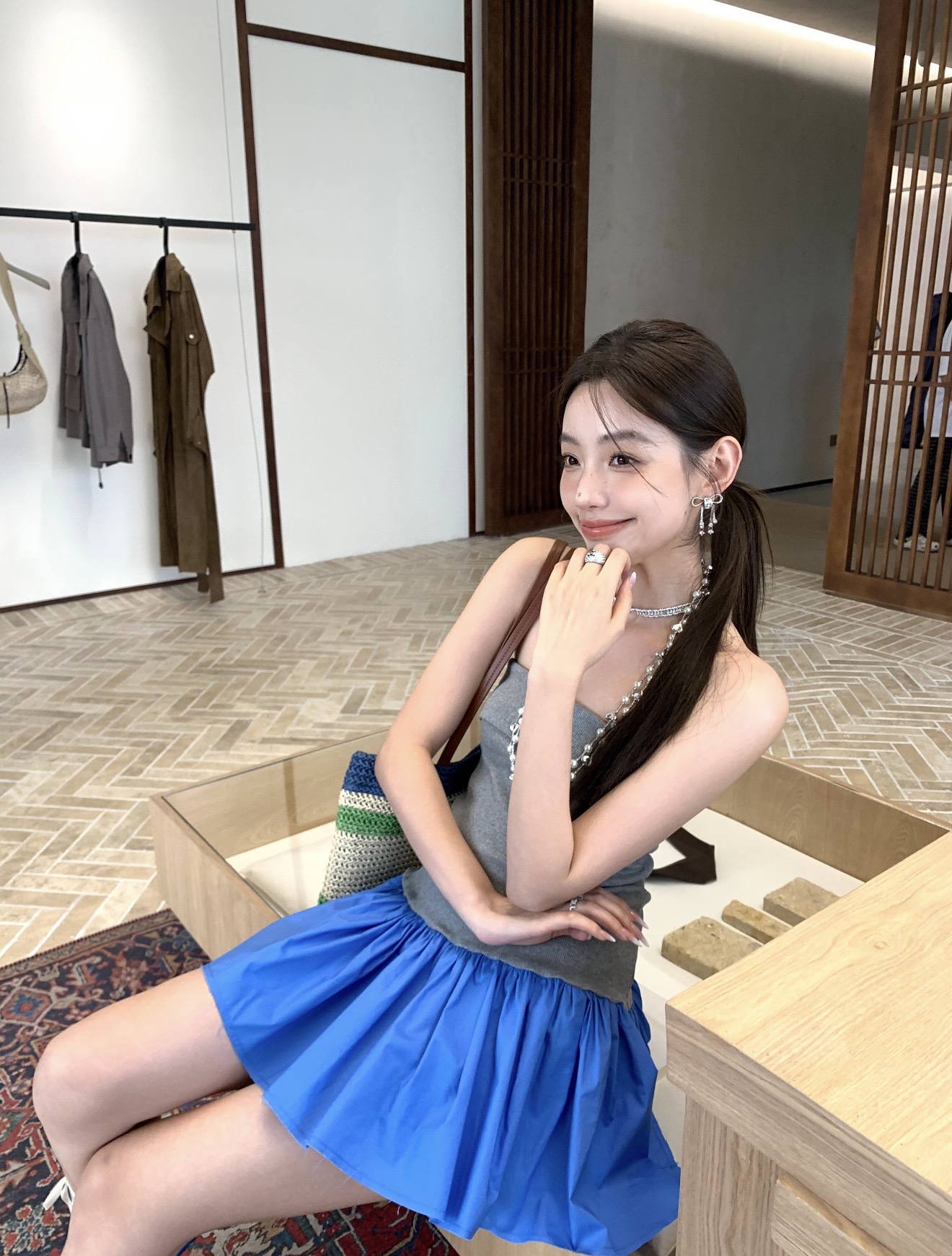 [TOP] Miu Miu  Strapless Dress - Blue