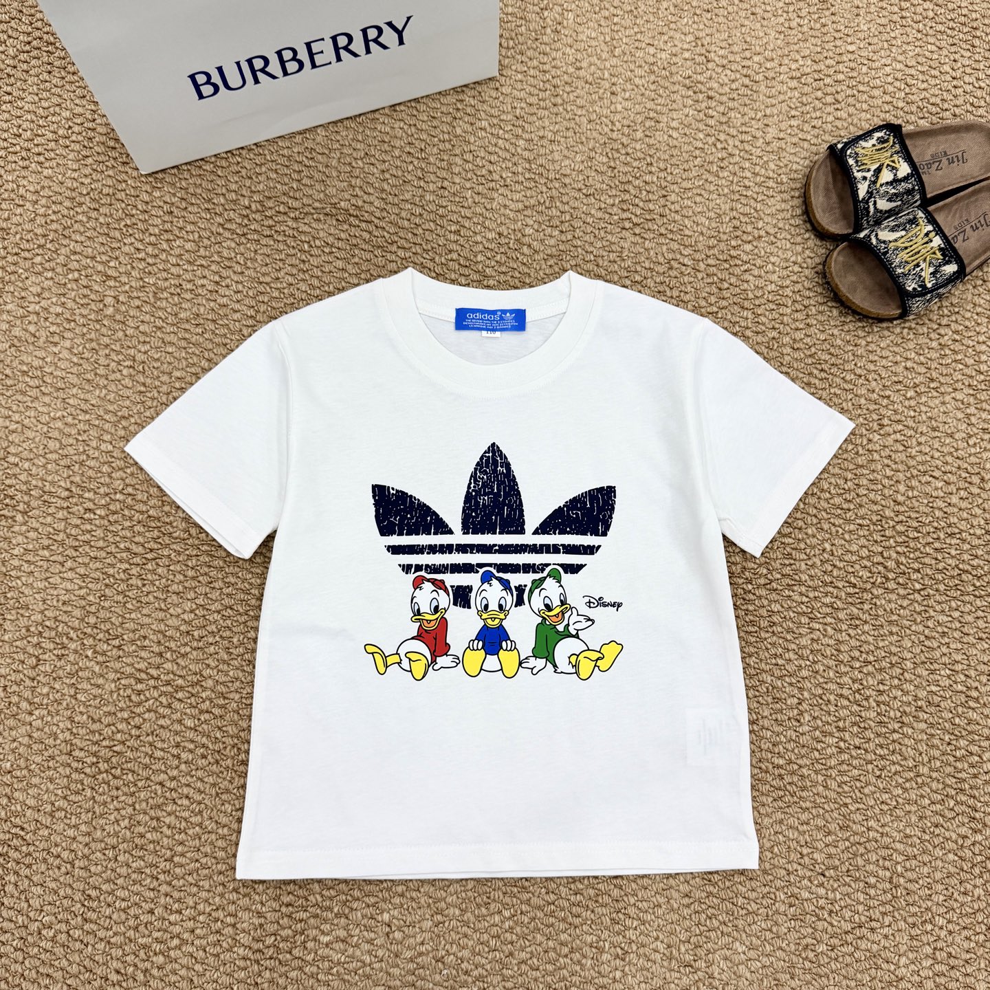 Adidas Kids Disney Donald Duck Cartoon Print Short Sleeve T-Shirt For Boys Girls Full Original Tags Sizes 90-160