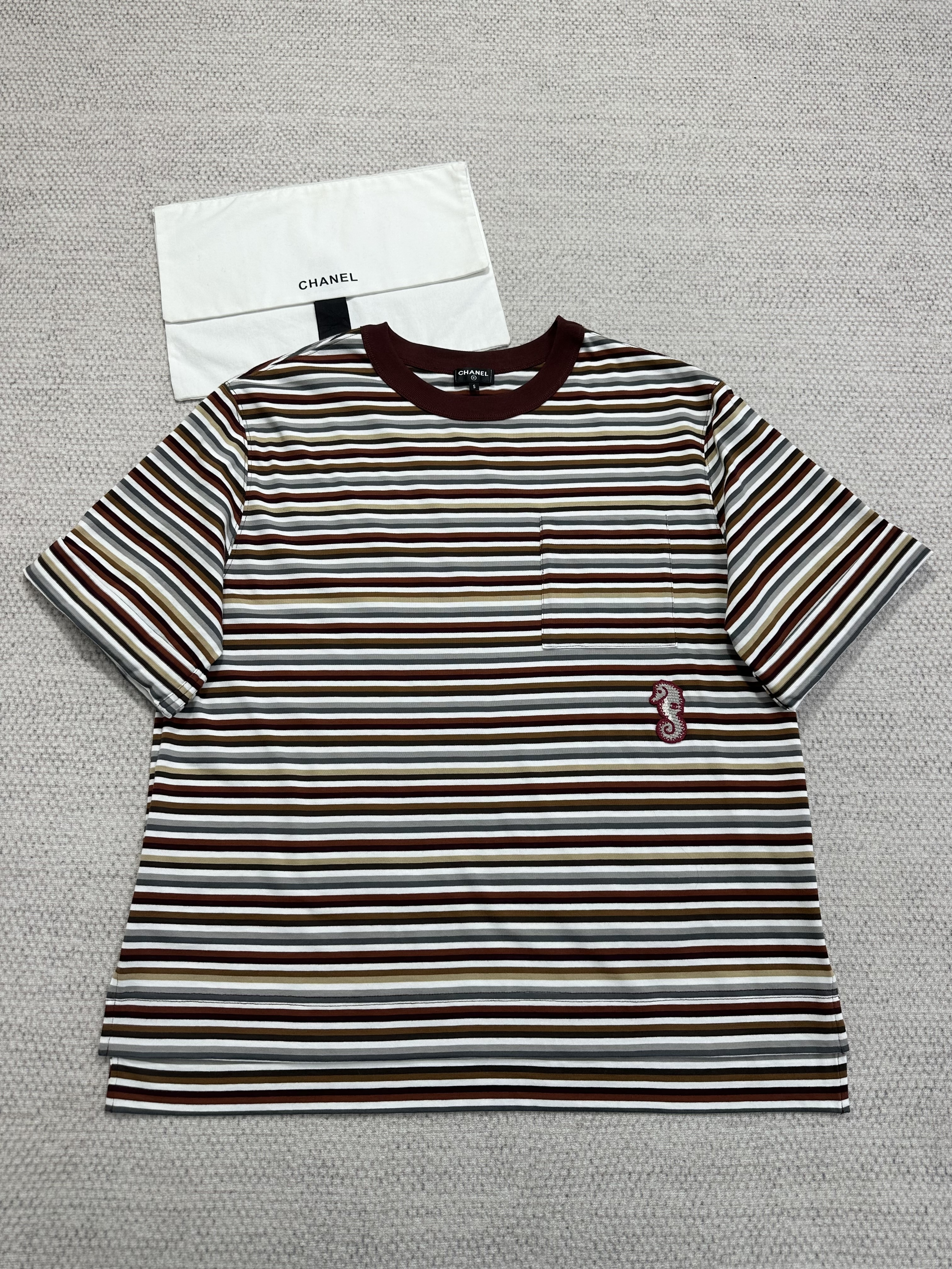 Chanel Top-quality version Seahorse Striped T-shirt #389443