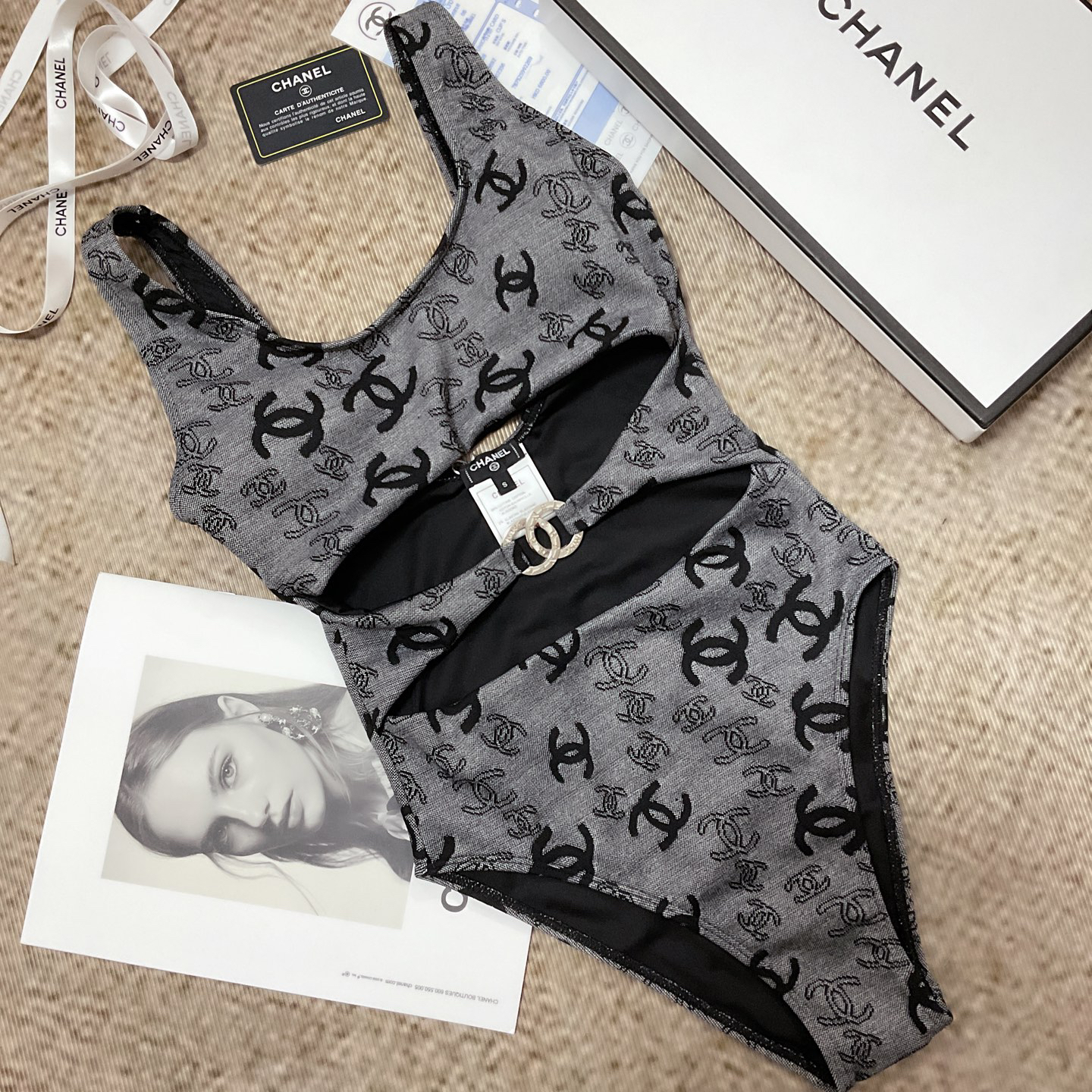 [TOP] CHANEL One-Piece Swimsuit - Gray - 711 Luxury