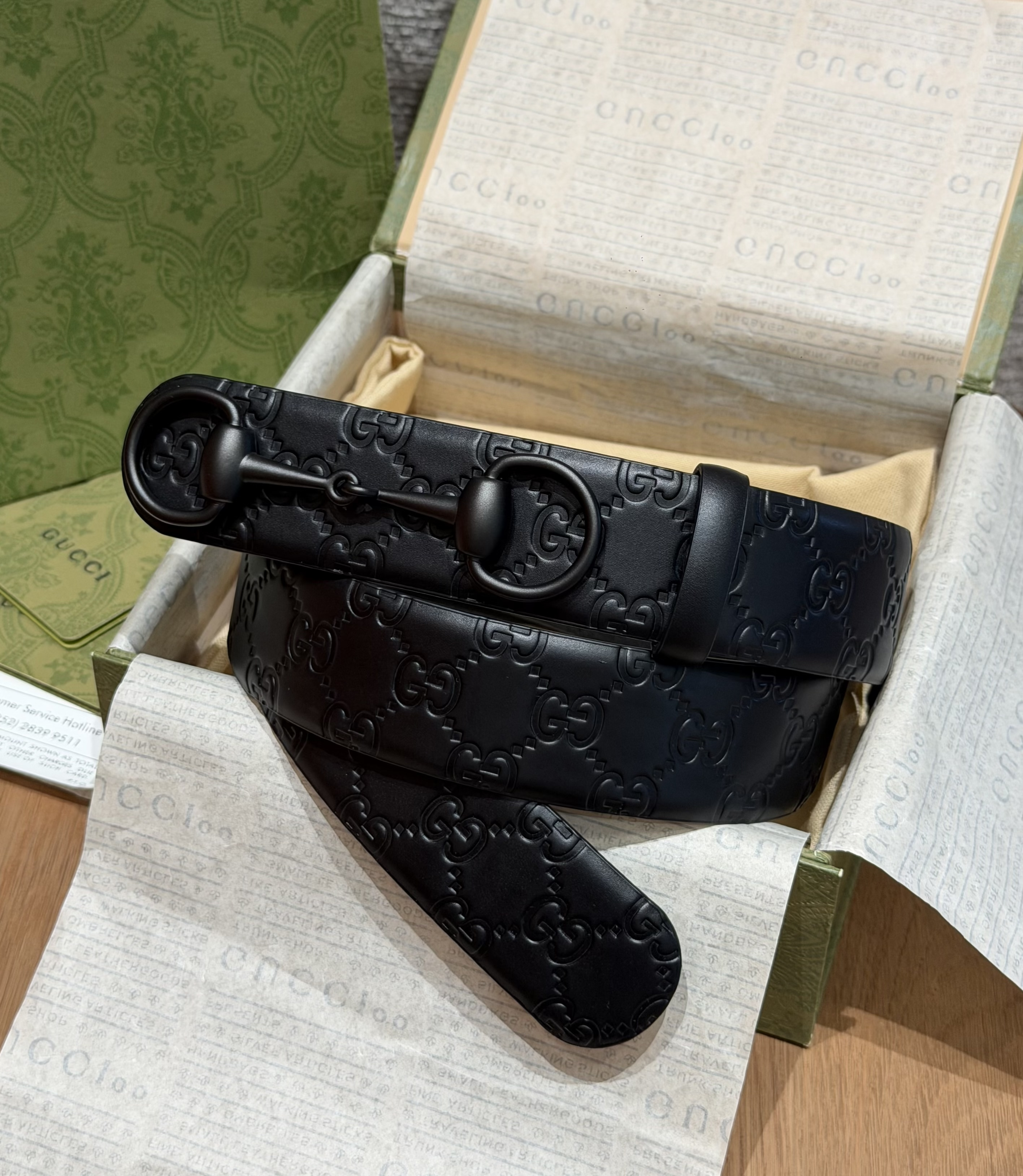 Gucci Belt Gucci Horsebit 1955 Belt With GG Enbossed 40 mm#388400 View 2 | Nigo Office