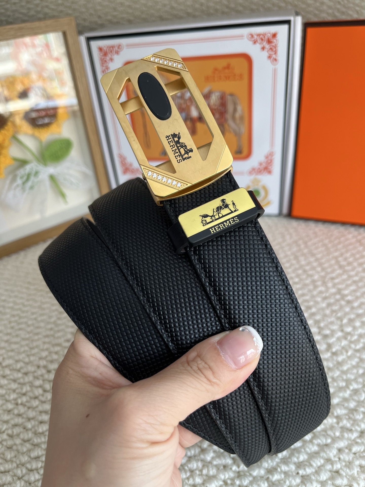 [TOP] HERMES Men's  Belt 3.5cm - Black - 711 Luxury