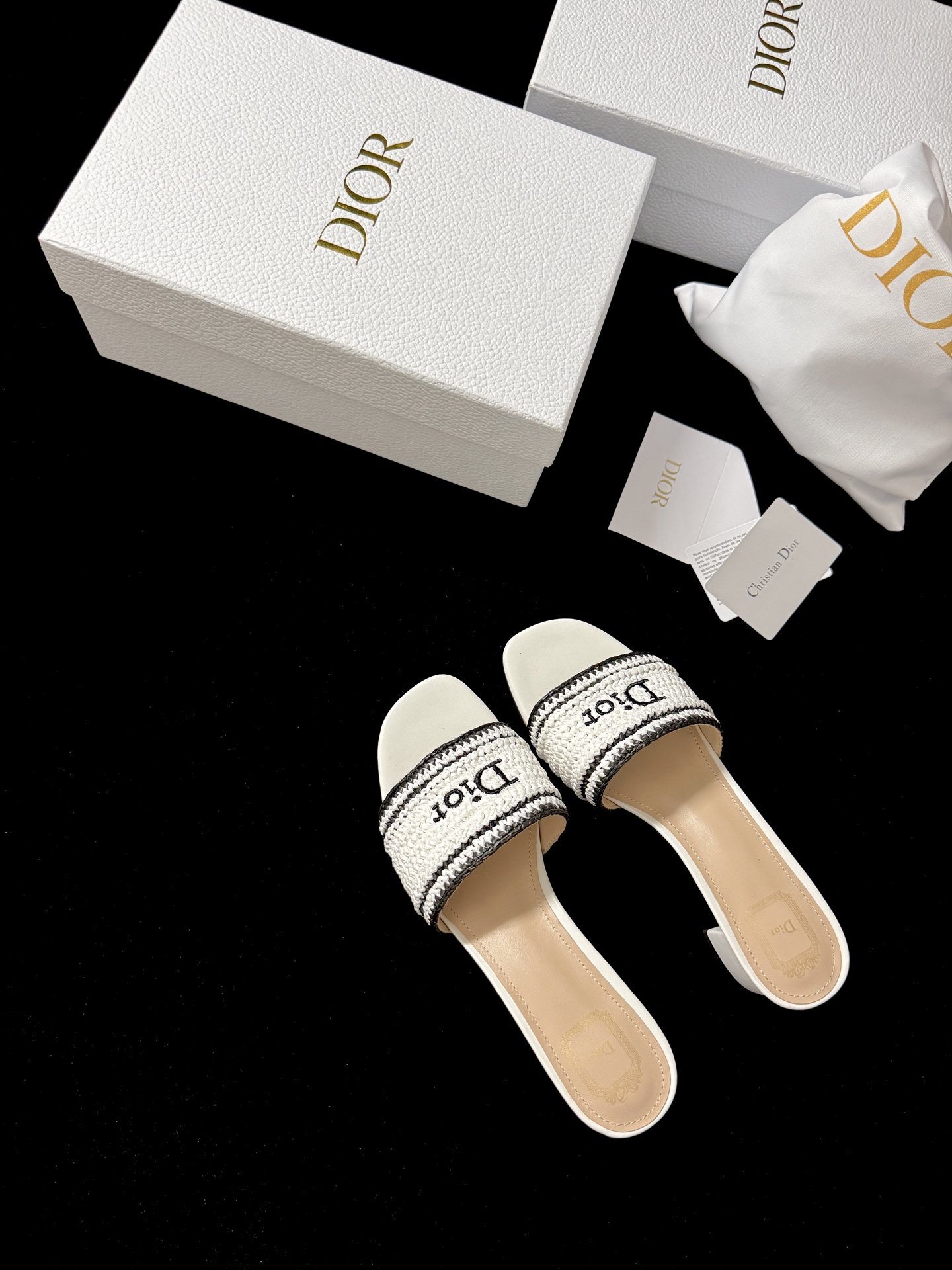 Dior Shoes DIOR Dioriviera Dior Woven Heeled Slide Trench Crocheted Raffia-Effect Technical Fabric #387799 View 2 | Nigo Offi