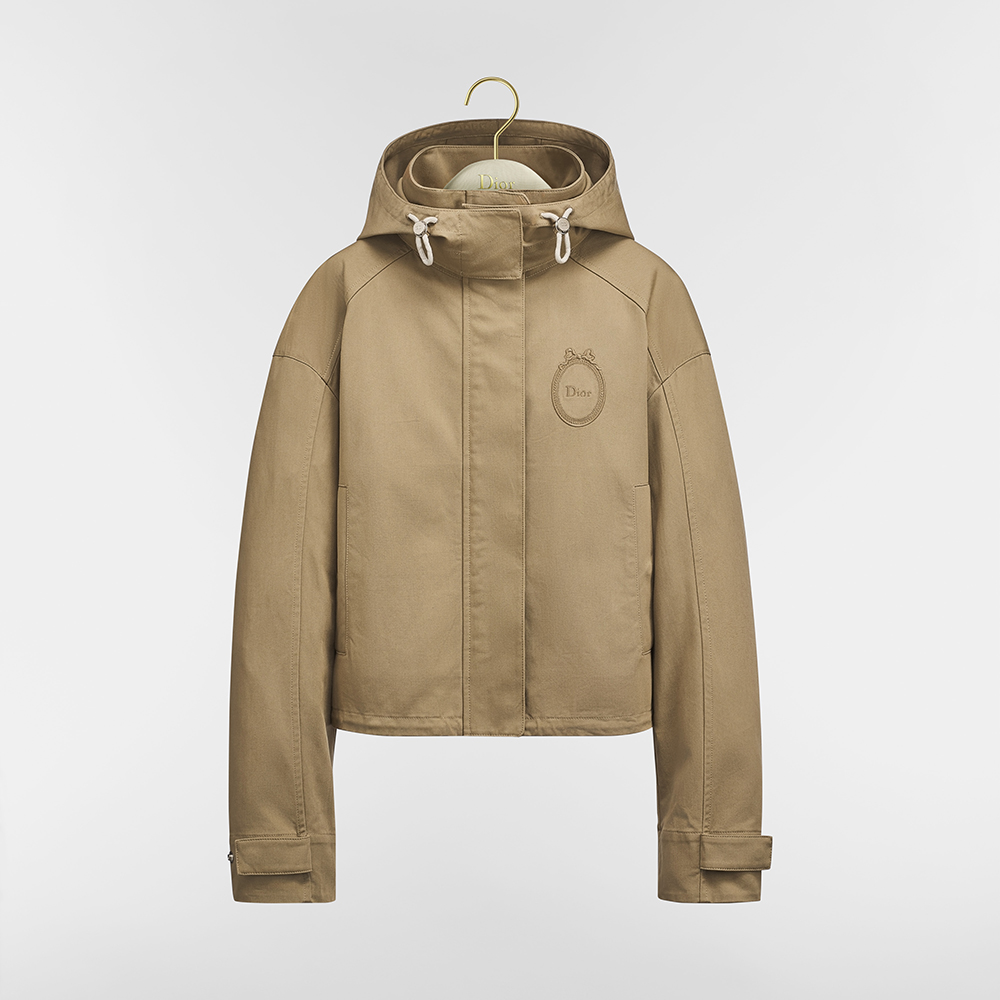 Dior beige Clothing DIOR Dior Médaillon Hooded Jacket Beige Cotton Gabardine #393984 View 2 | Nigo Office