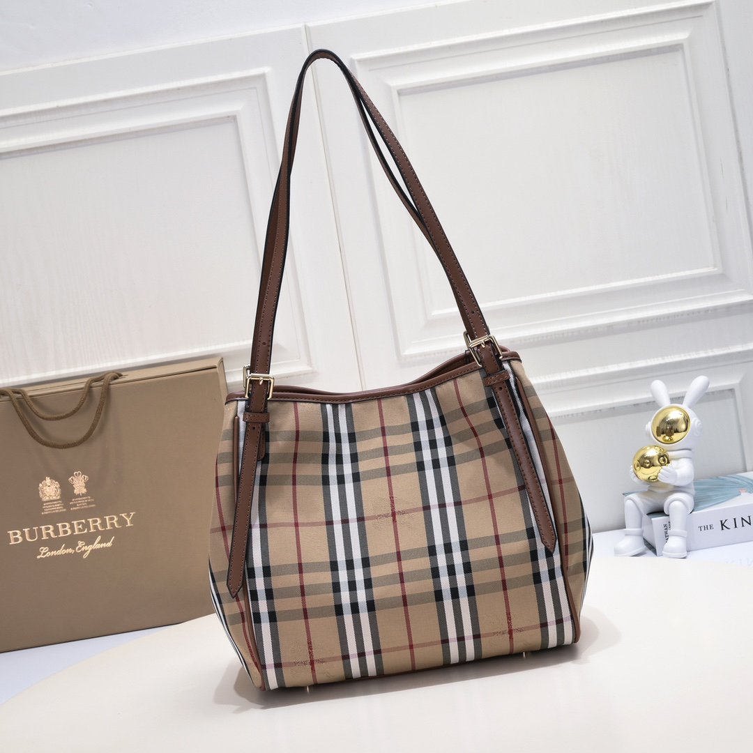 [TOP] BURBERRY Shopping Bag 28x26cm - Khaki and Brown - 711 Luxury