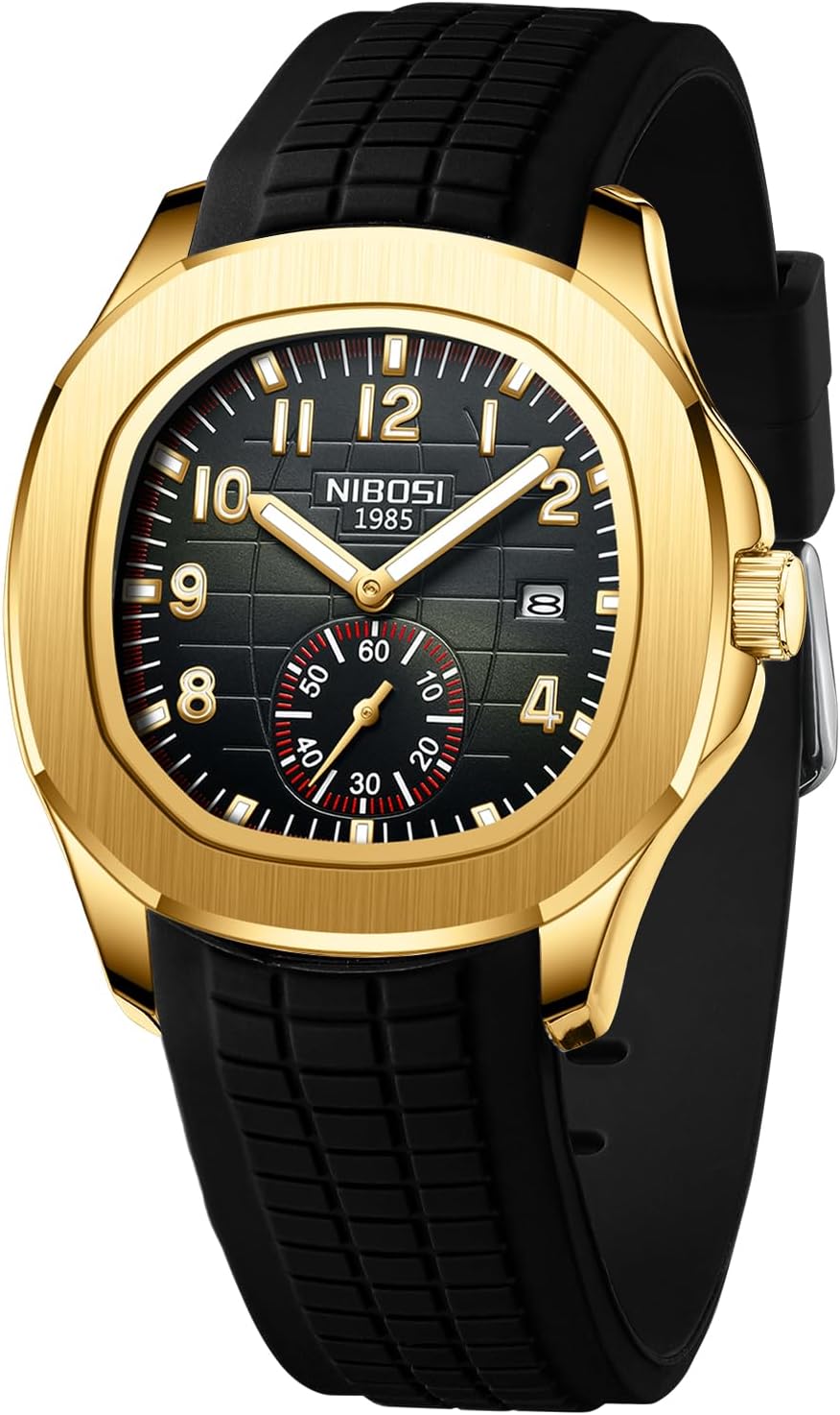 NIBOSI Mens Watches Analog Military Watch with Calendar Black Silicone Strap Waterproof Men’s Wrist Watches Classic Unique Dainty Minimalist Dress Designer Quartz Watches for Men