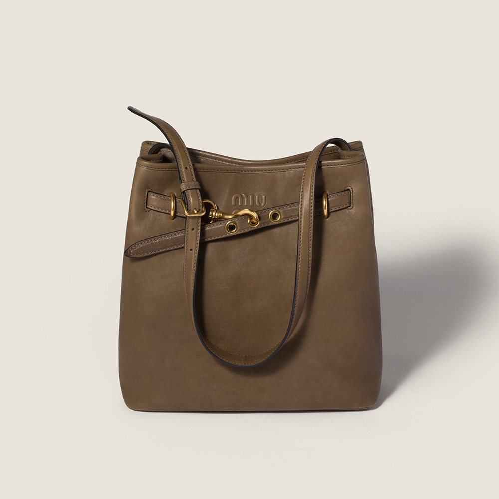 MiuMiu Oak Aventure Nappa Leather Bucket Bag #378368