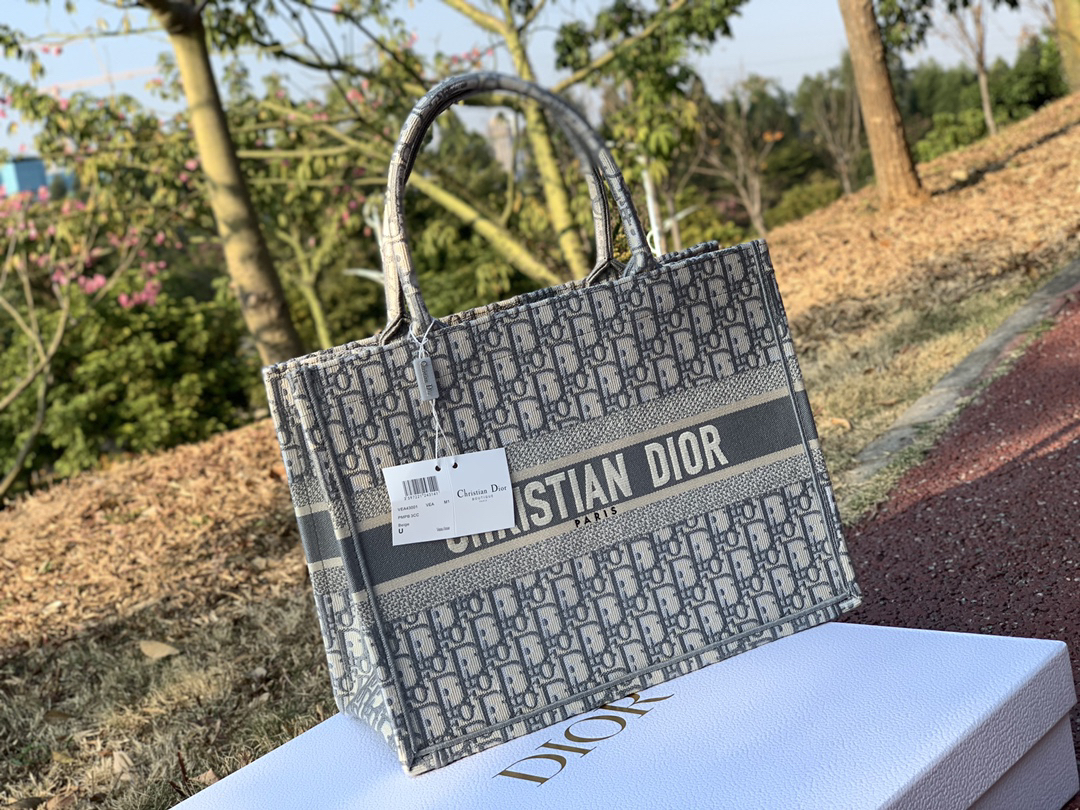 [TOP] Christian Dior Book Tote Bag 36.5x28x17.5cm - Gray