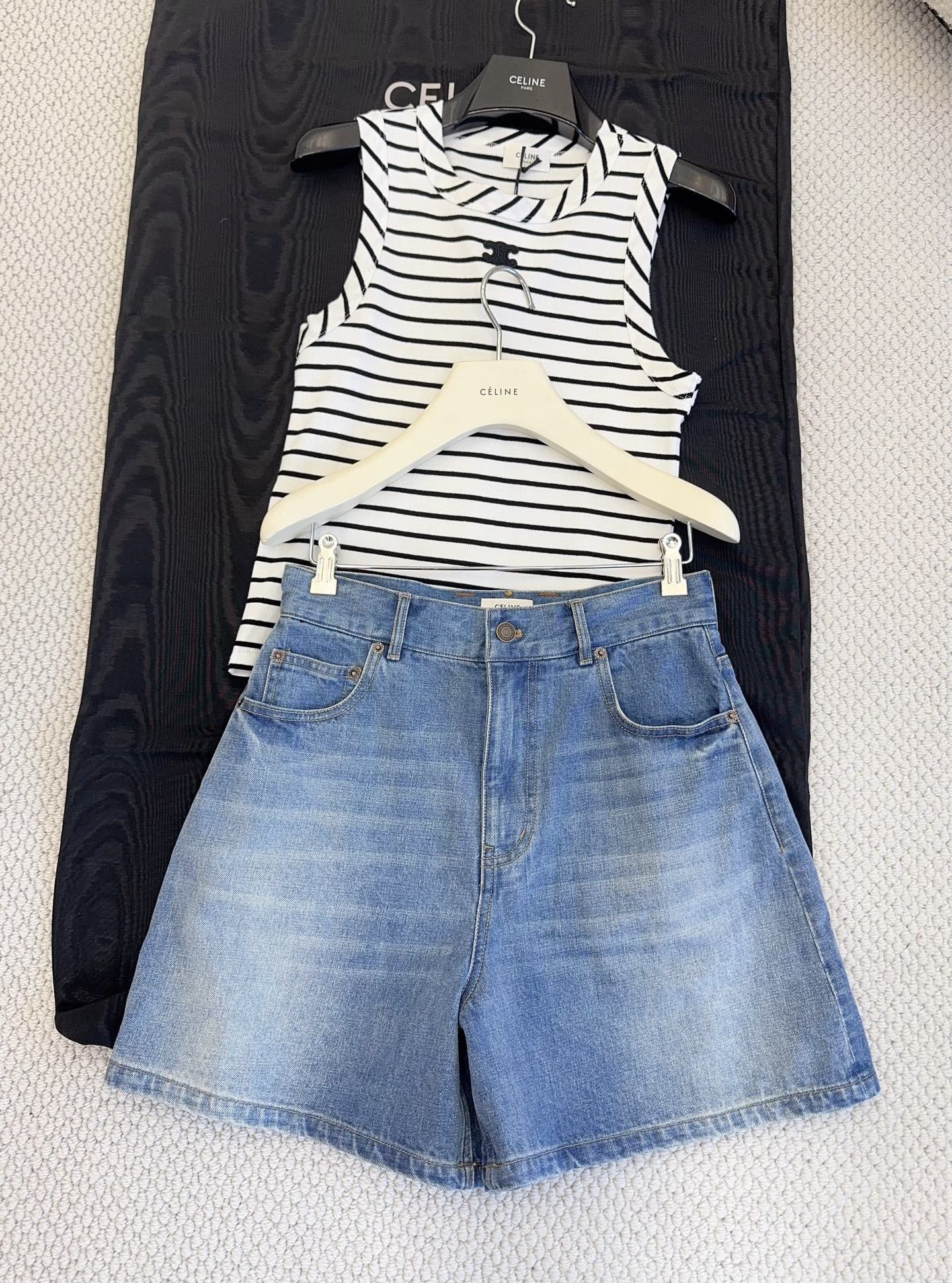 Celine Cotton Denim Shorts #382513
