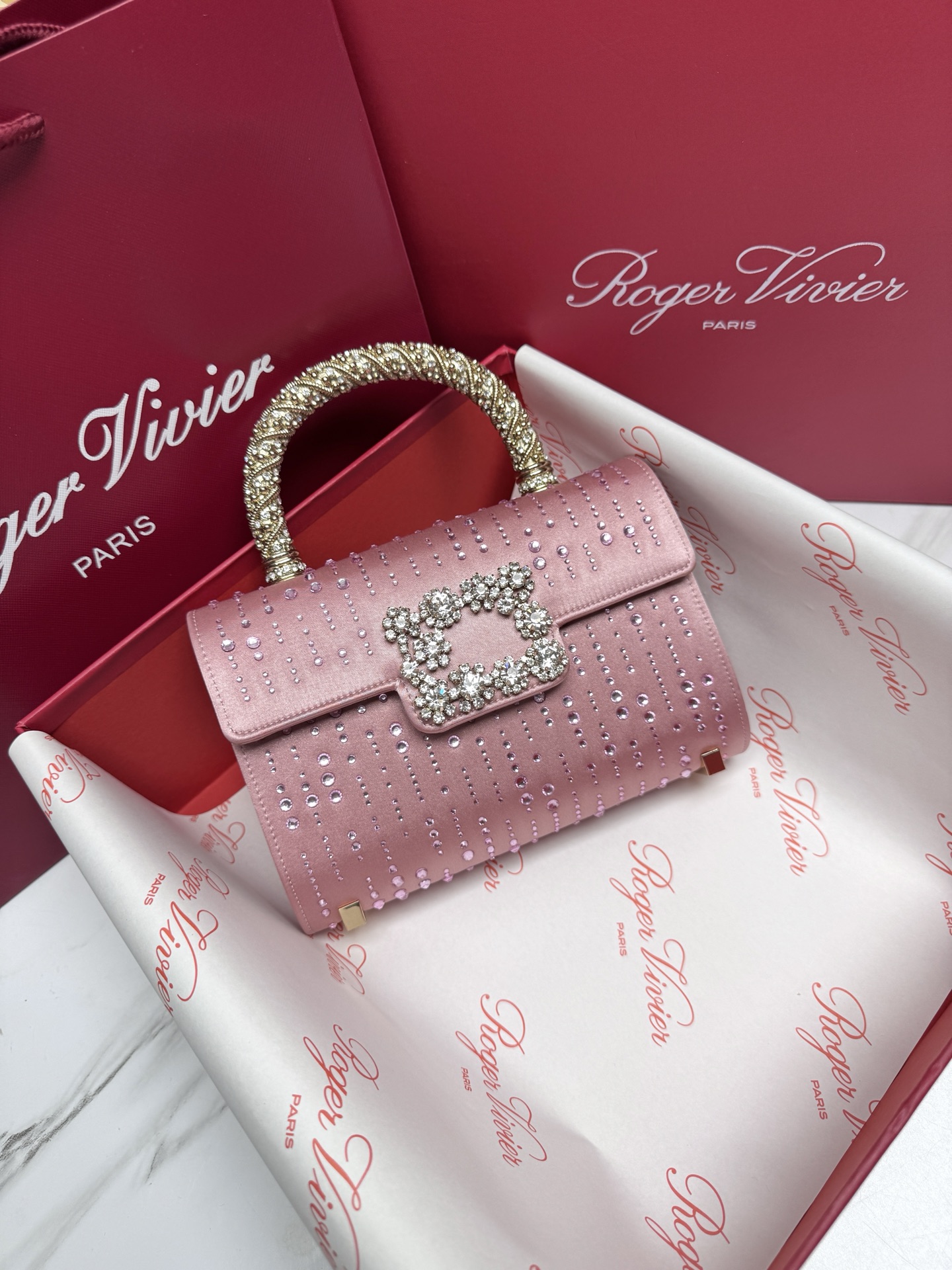 [TOP] ROGER VIVIER Diamond Bag 19-13-4 CM - Pink - 711 Luxury
