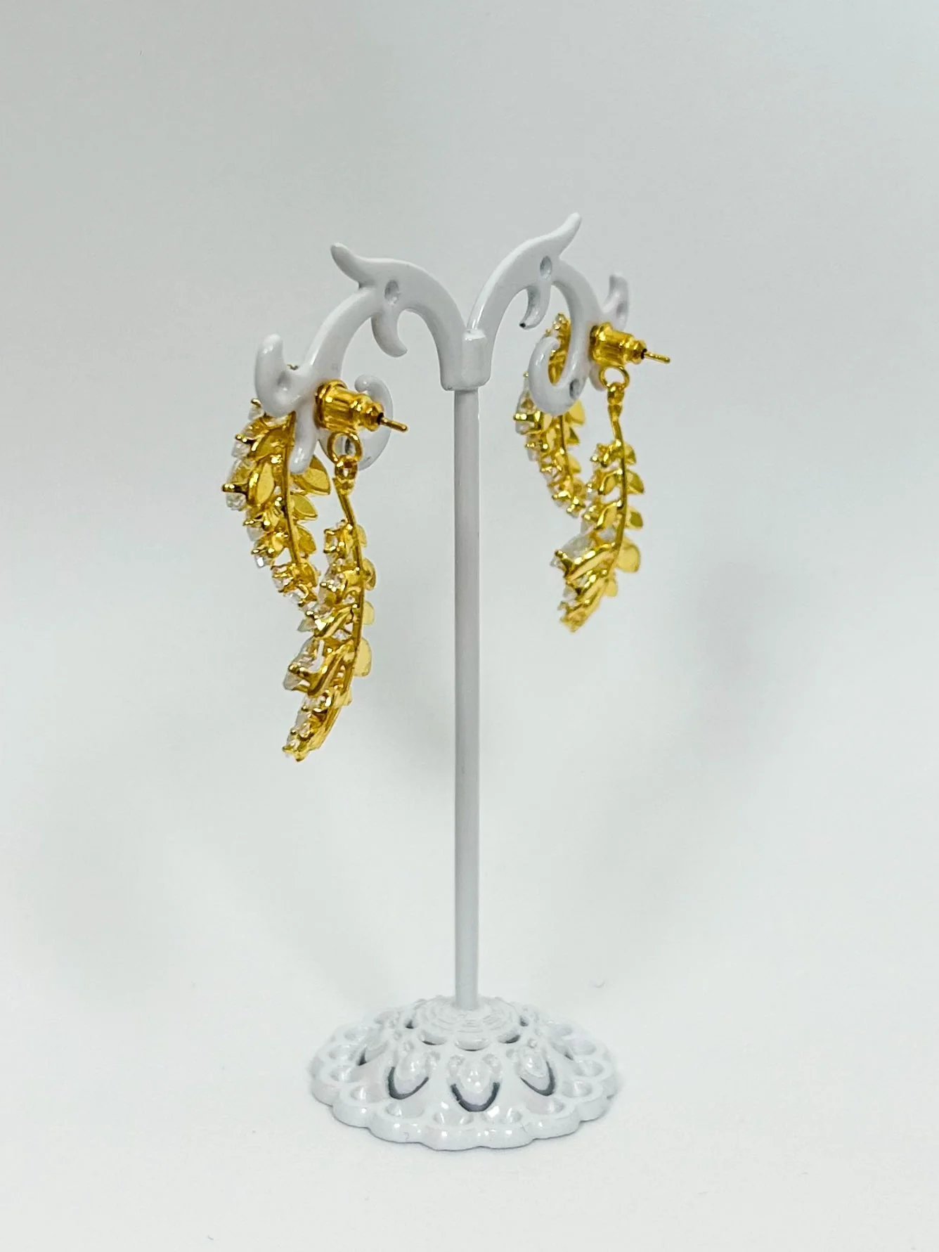 Double Back Diamante Leaf Cluster Earrings (2 Colours)