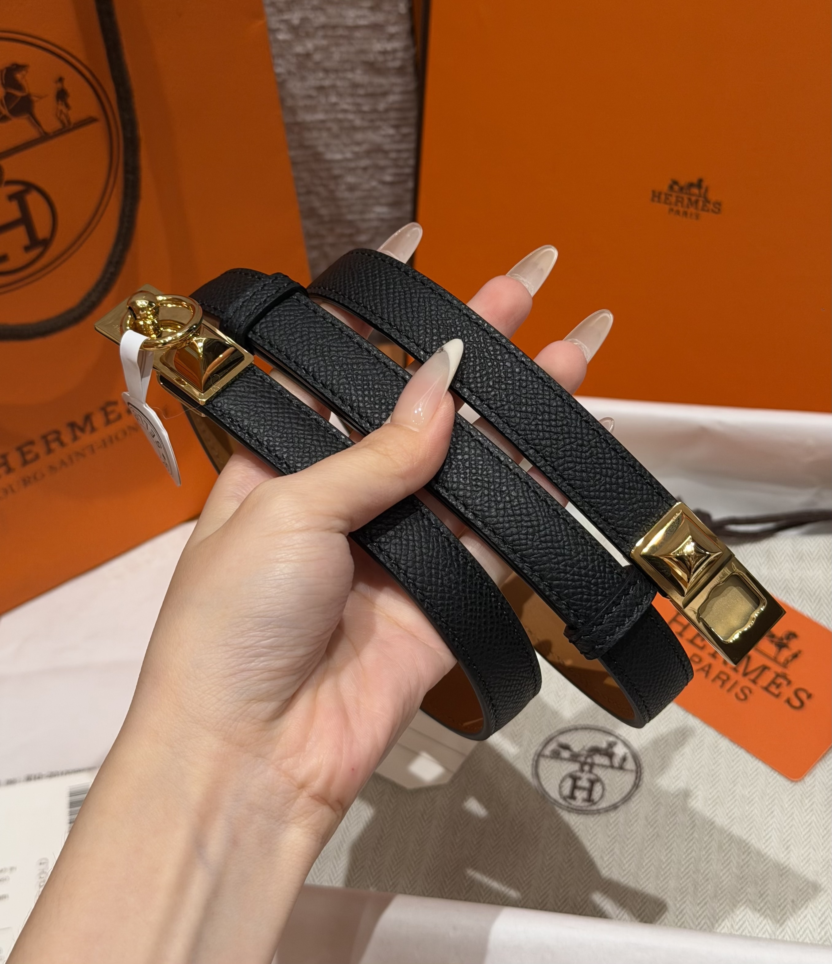 Designer Belt Hermès Rivale Epsom Cowhide 18mm Belt #396253 View 2 | Nigo Office