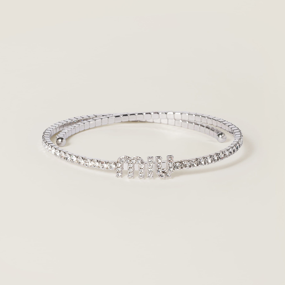 Designer Clothing MiuMiu Stainless Steel Color Crystal Color Imitation Crystal Necklace | Nigo Office