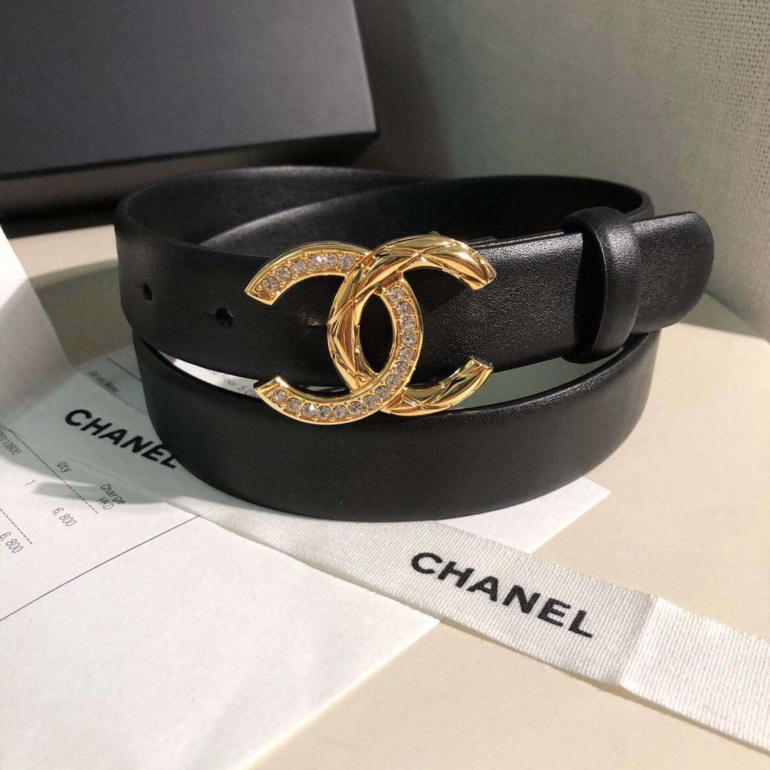 [TOP] CHANEL Cowhide Belt 3 cm - Black - 711 Luxury