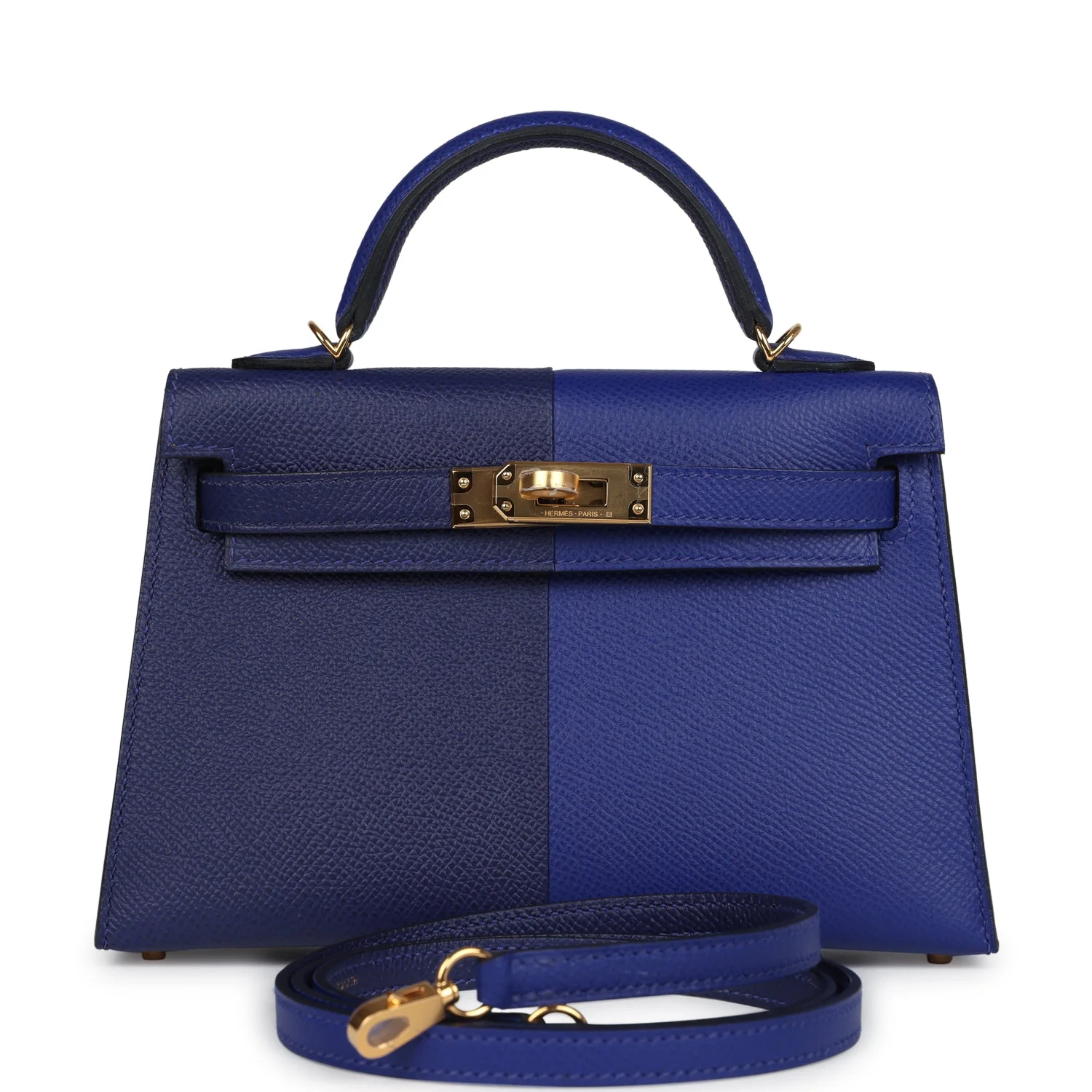 Hermes Casaque Kelly Sellier  Bleu Electric and Bleu Encre Epsom Gold Hardware