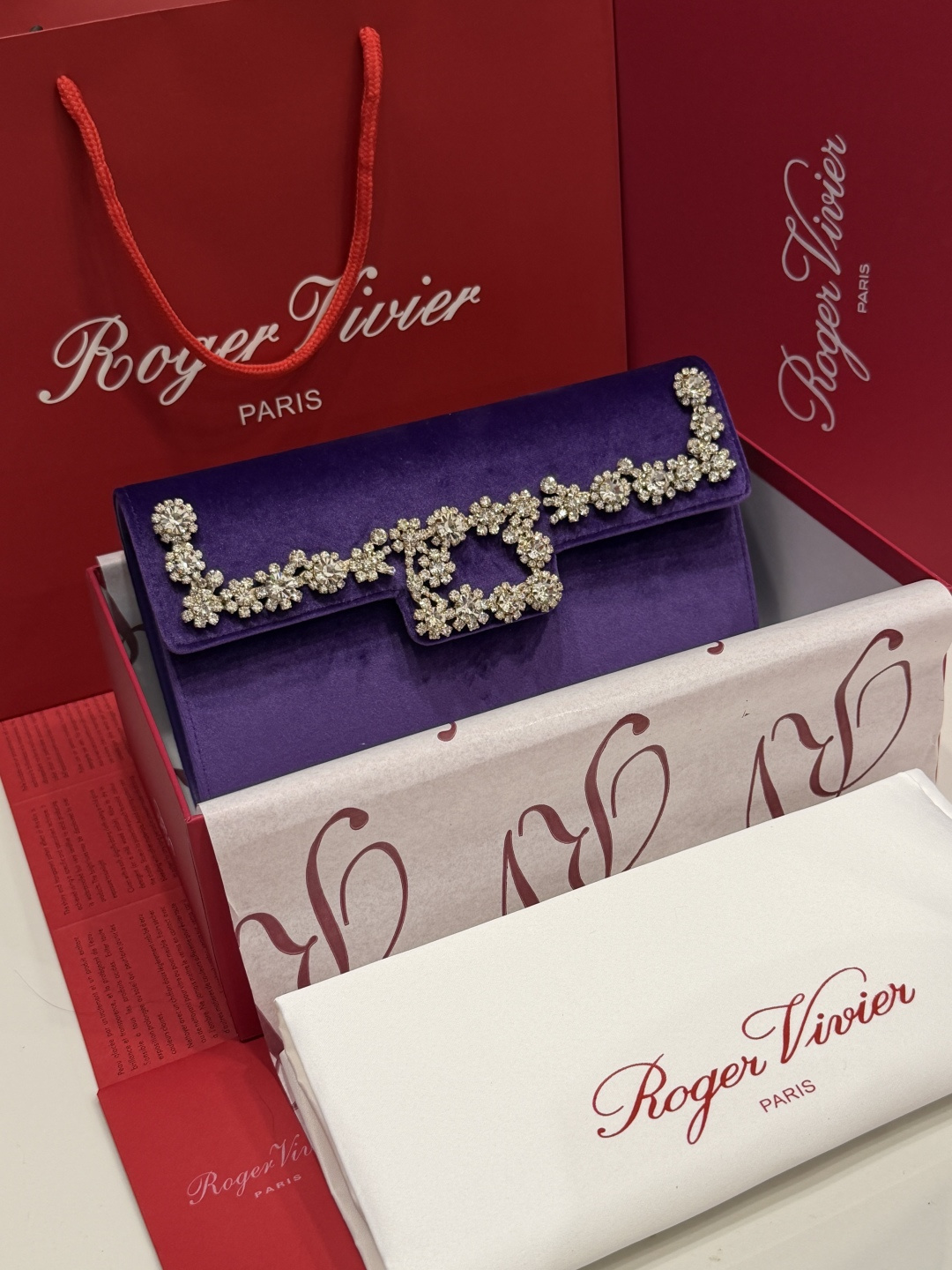 [TOP] ROGER VIVIER Diamond Bag 24-3-13 CM - Purple - 711 Luxury