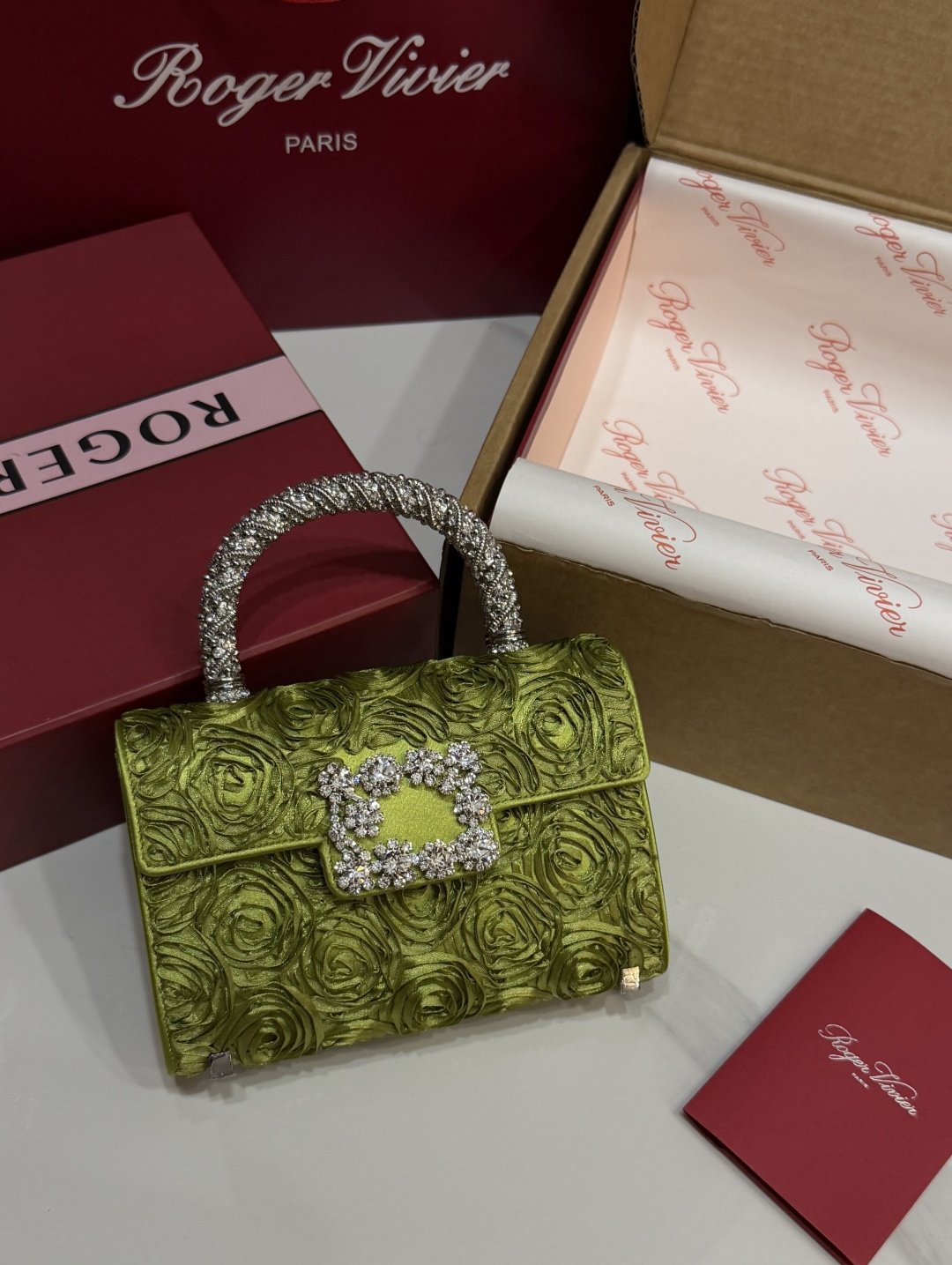 [TOP] ROGER VIVIER Diamond Bag 19-4-13 CM - Grass Green - 711 Luxury