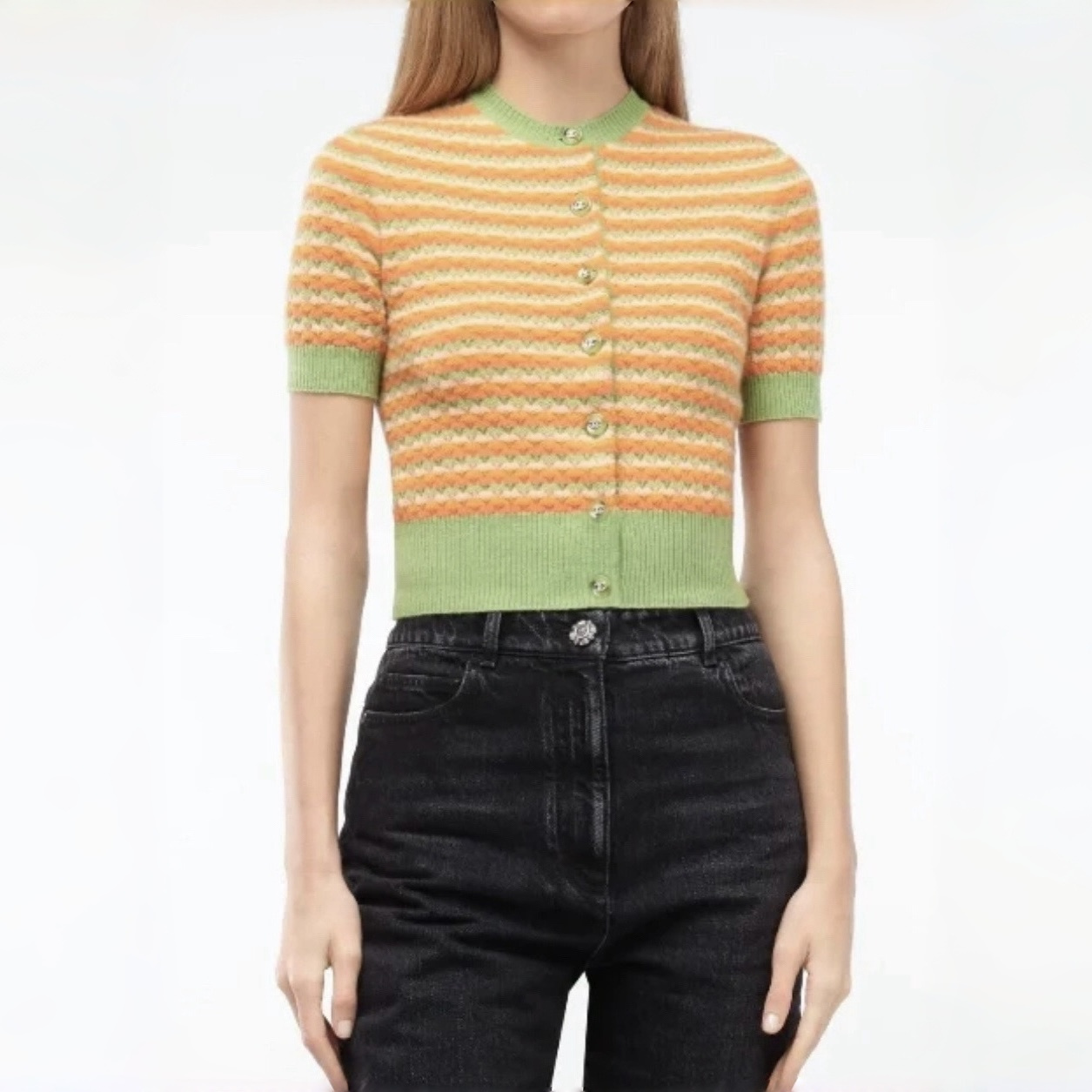Chanel Top-quality Version Color Block Cashmere Short Sleeves #301130