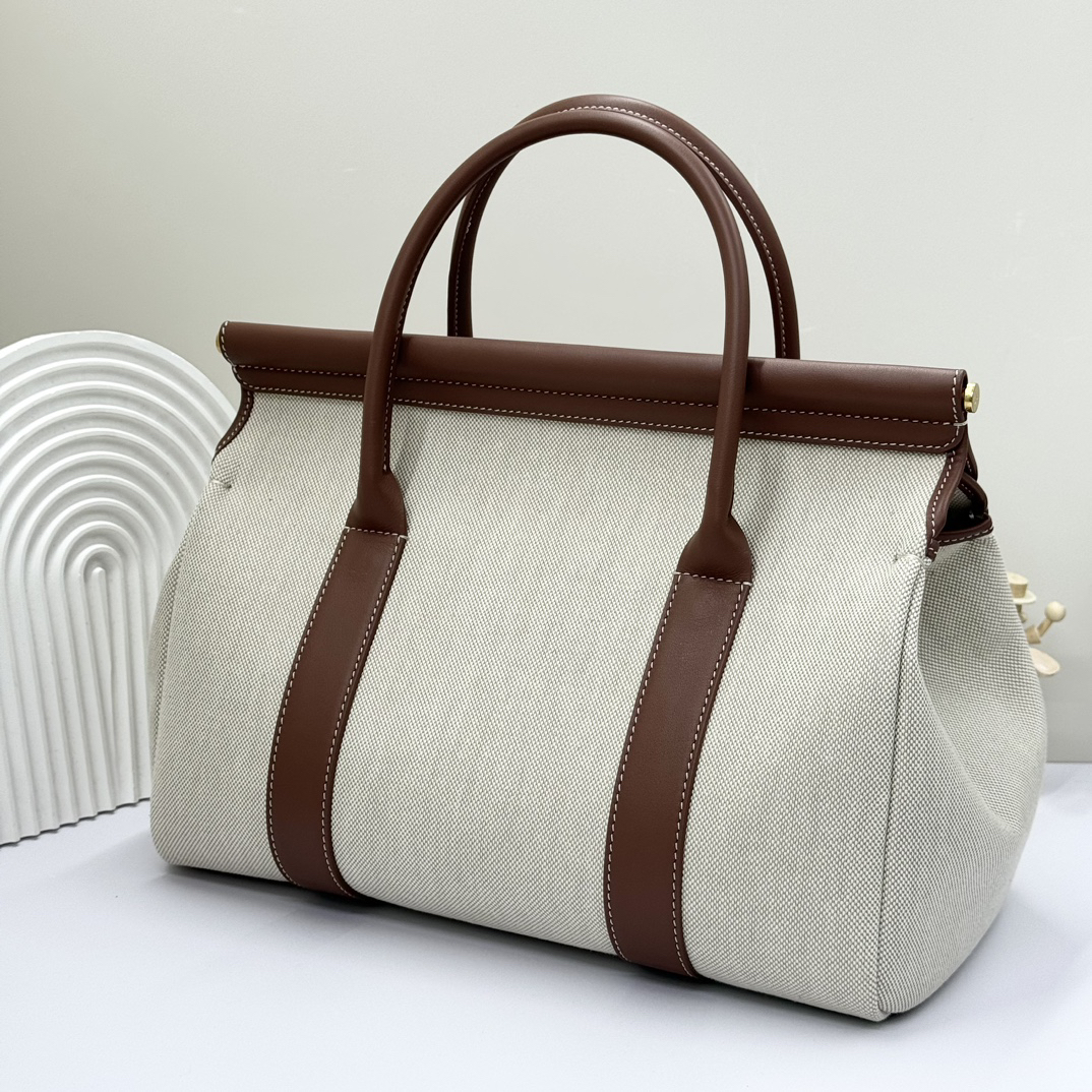 [TOP] Loro Piana Loom Bag Canvas 33x23x18cm - Beige and Brown - 711 Luxury