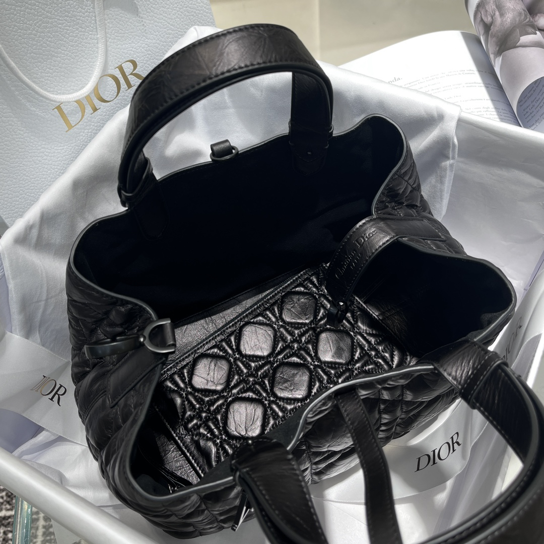 [TOP] Christian Dior Toujours Bag Wax Leather Medium 28cm - Black