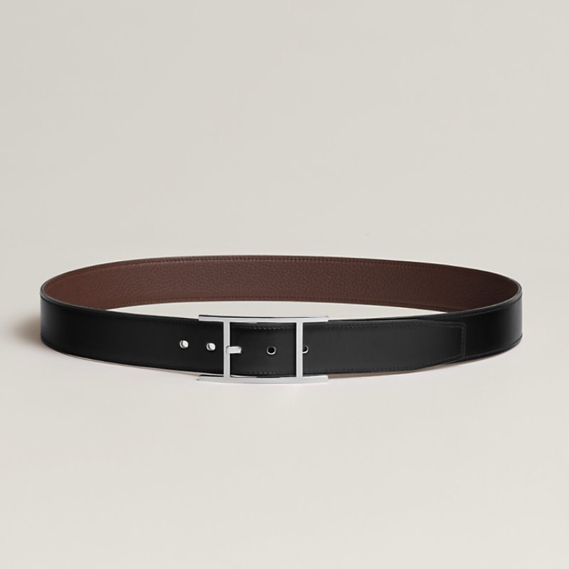 [TOP] HERMES QUENTIN REVERSIBLE Calfskin Belt - Black - 711 Luxury