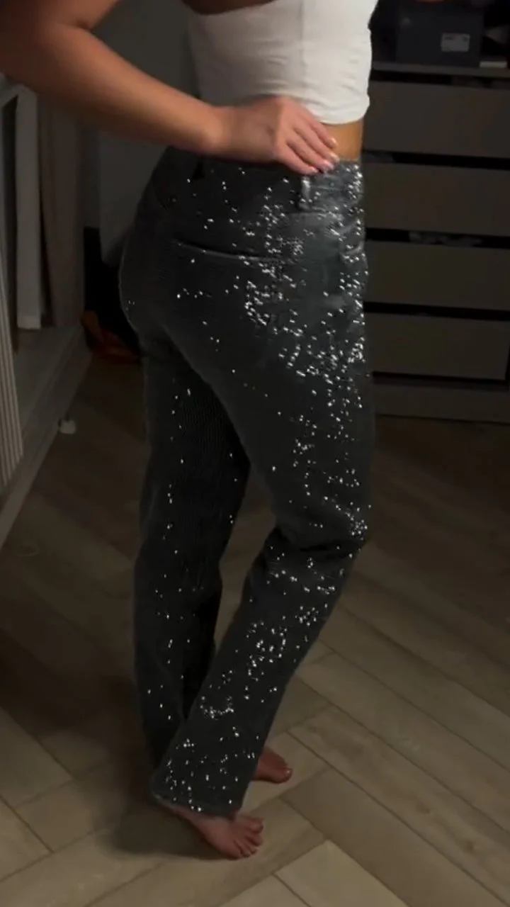 Women Hot Rhinestone Sparkling Casual Jeans