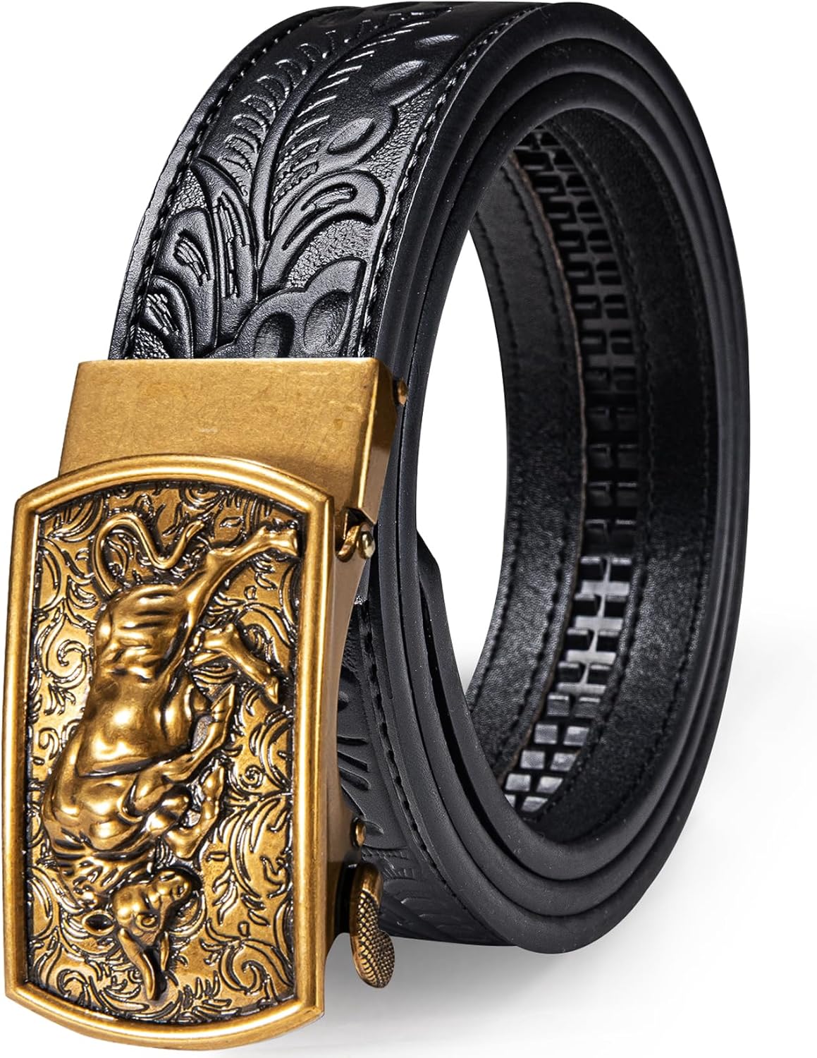 Dubulle Men's Ratchet Belt Gold/Black/Red/Green/Blue/White Automatic Buckle Business Casual Belt Gift - Adjustable Fit