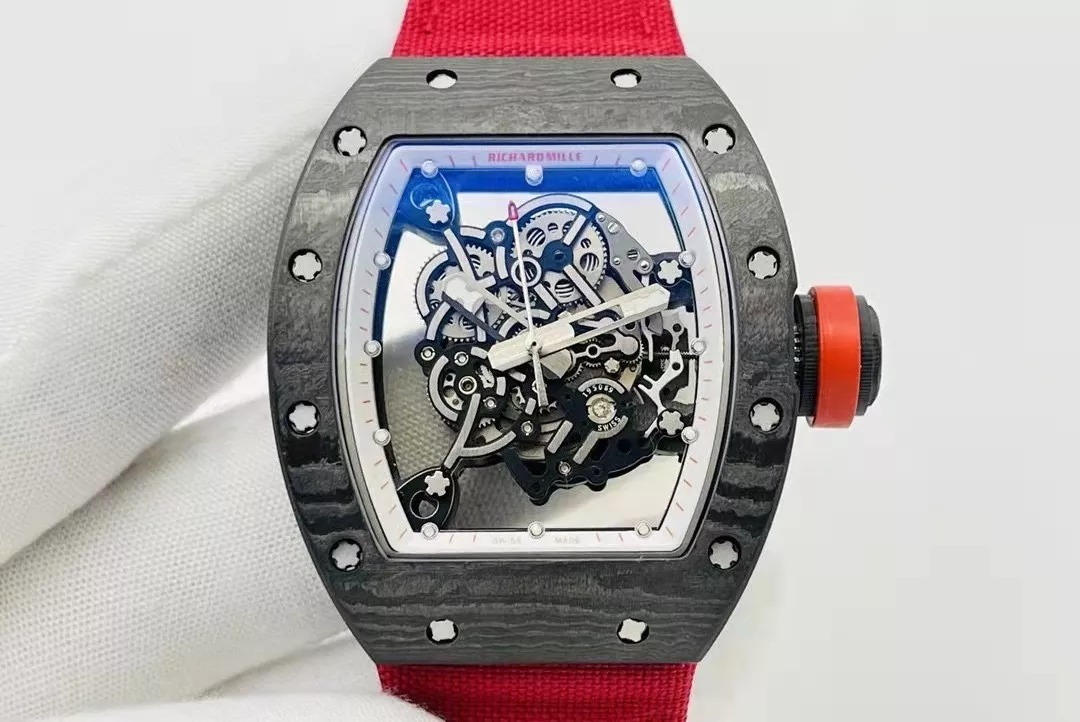 RM055 Skeleton Red Canvas Strap 42mm