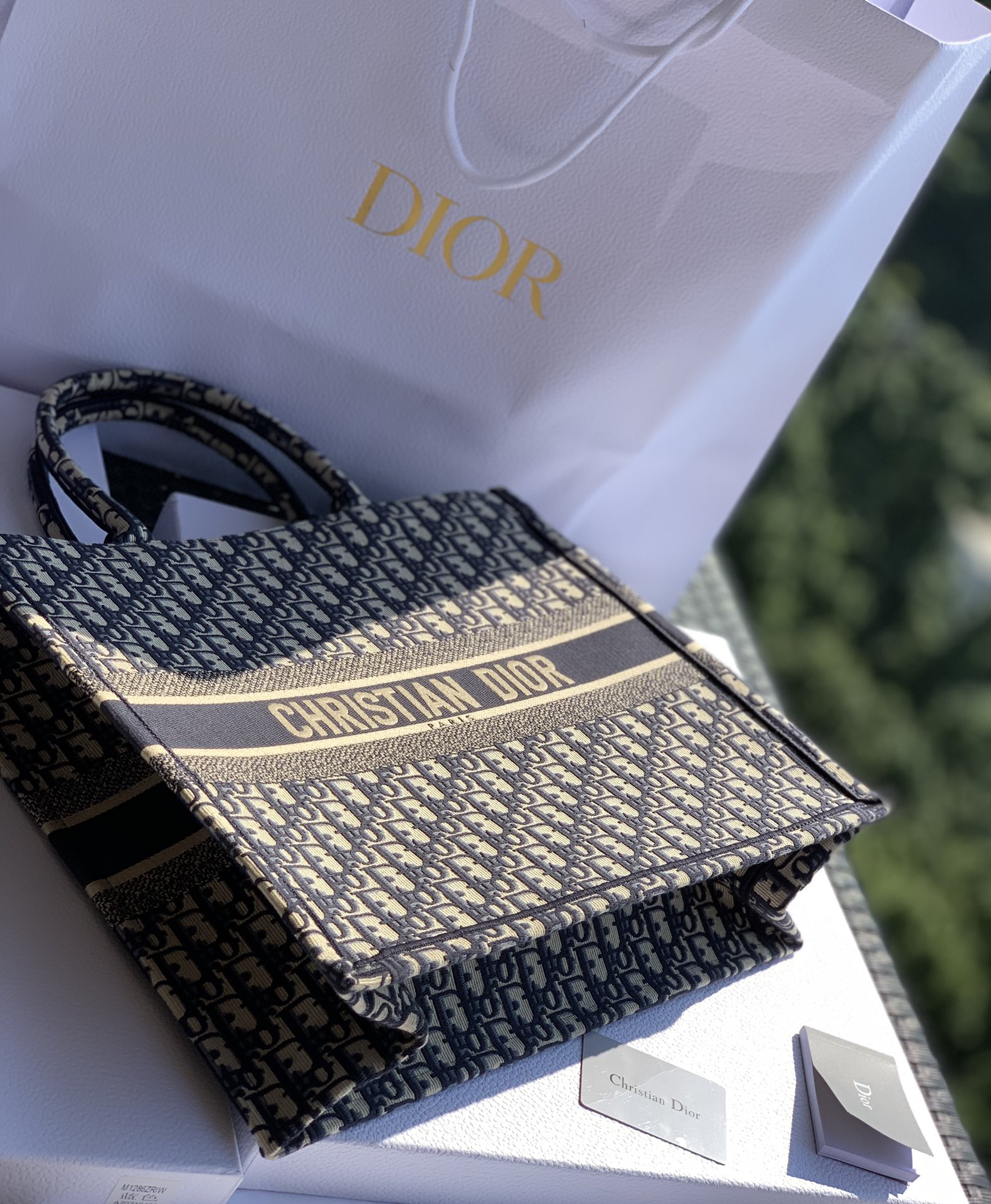 [TOP] Christian Dior Book Tote Bag 41.5x35x18cm - Navy Blue