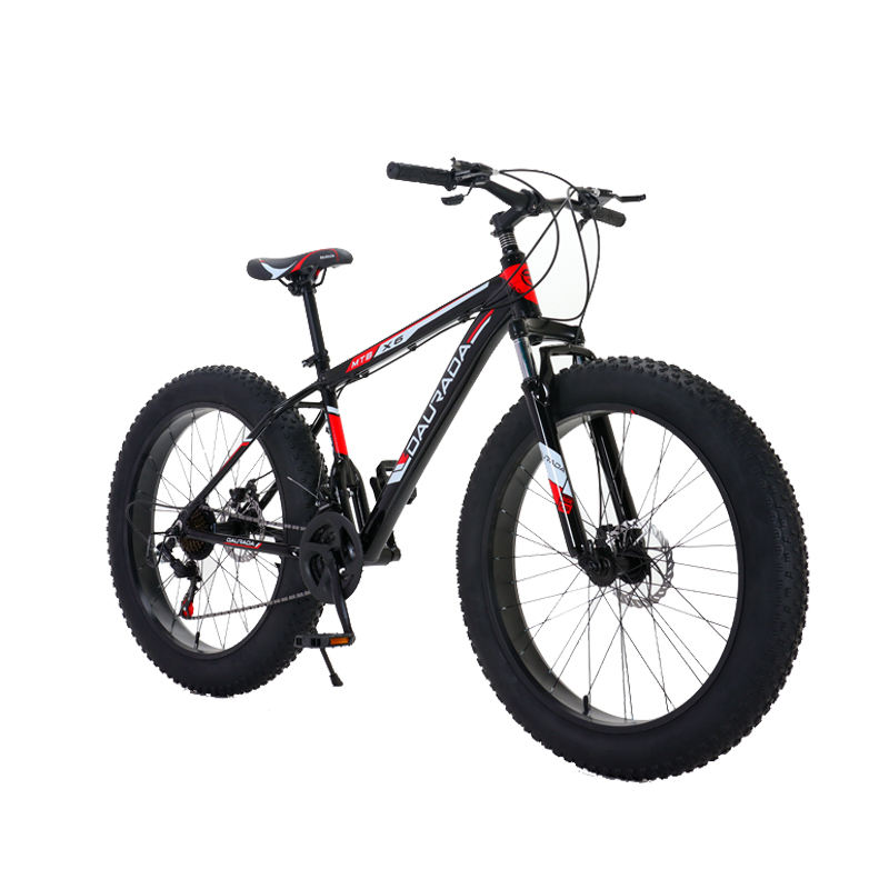 26-Inch Black Fat Tire Bike – Steel Fork Hybrid Bicycle for All-Terrain Cycling