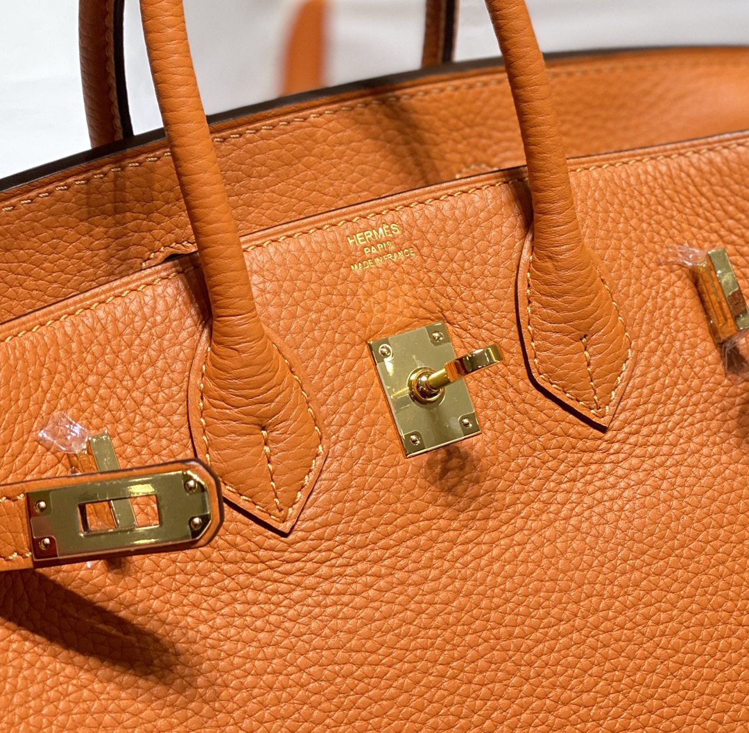 [TOP] HERMES Birkin Togo Leather 25cm - Orange & GHW