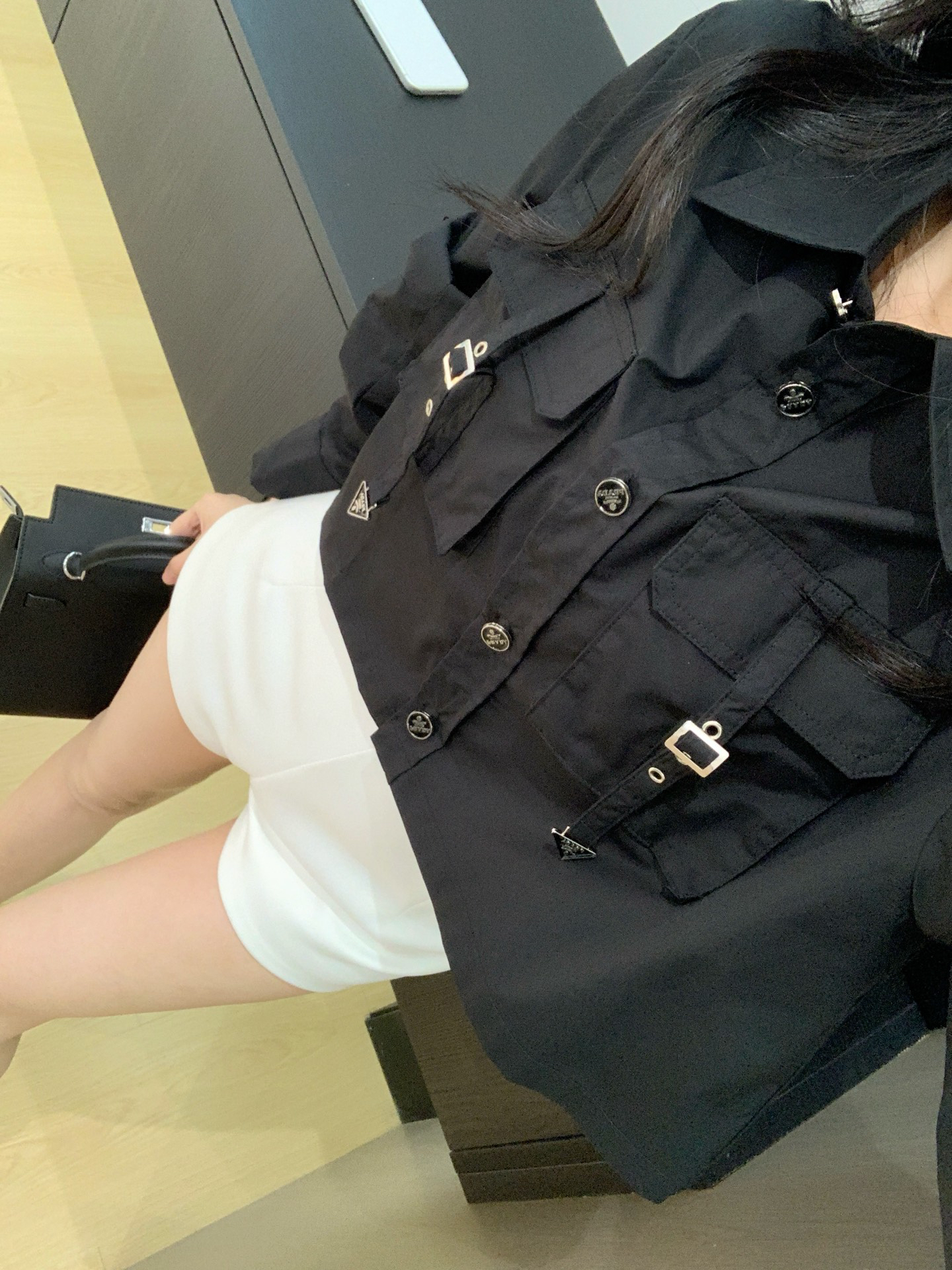 [TOP] PRADA Workwear-Style Short Shirt - Black