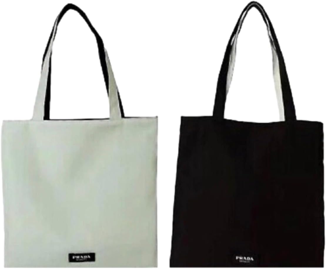 Prada Reversible FLAT Black Light Green Beauty Fragrance Tote Bag with Pouch (14L X 14H) - 0741