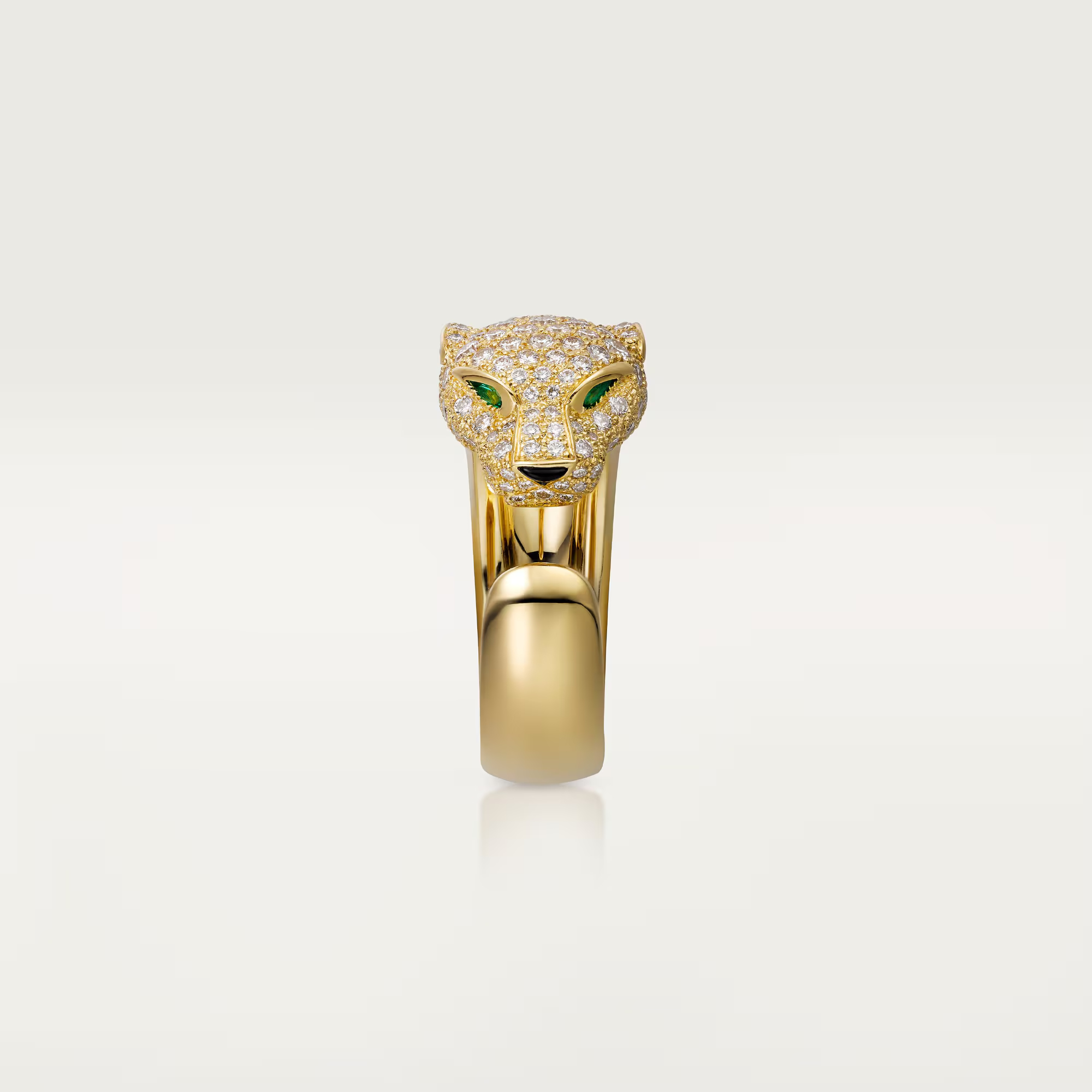 Carty Panther Pure Ring, Yellow Gold, Medium Model ,Half-Paved
