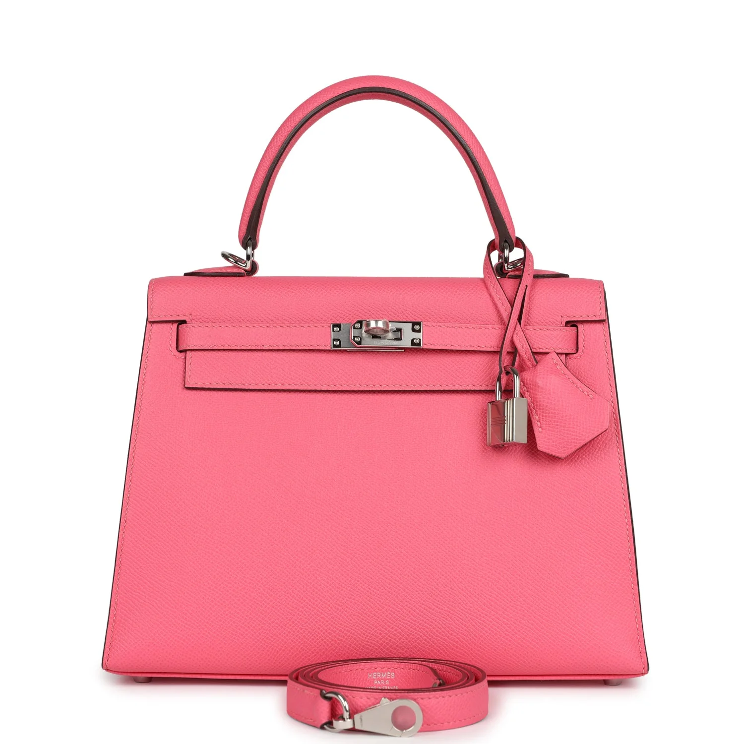 Hermes Kelly Sellier  Rose Azalee Epsom Palladium Hardware