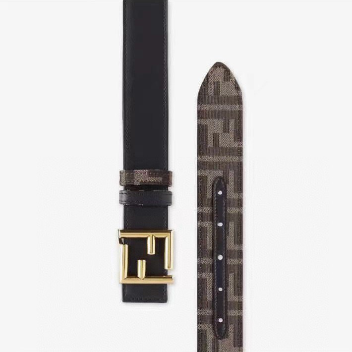 [TOP] FENDI Men's Belt Cowhide 3.8cm - Black and Brown - 711 Luxury